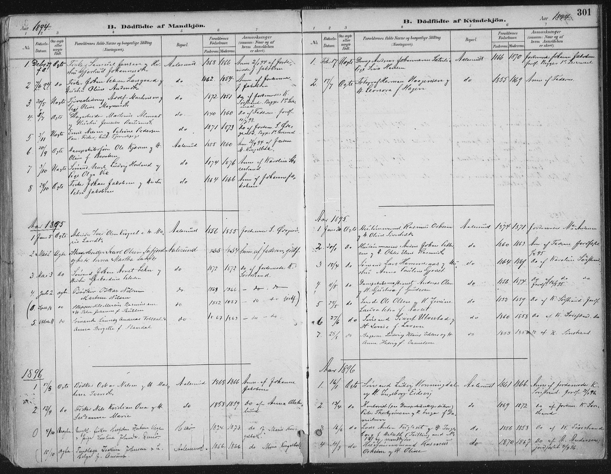 Ministerialprotokoller, klokkerbøker og fødselsregistre - Møre og Romsdal, AV/SAT-A-1454/529/L0456: Parish register (official) no. 529A06, 1894-1906, p. 301