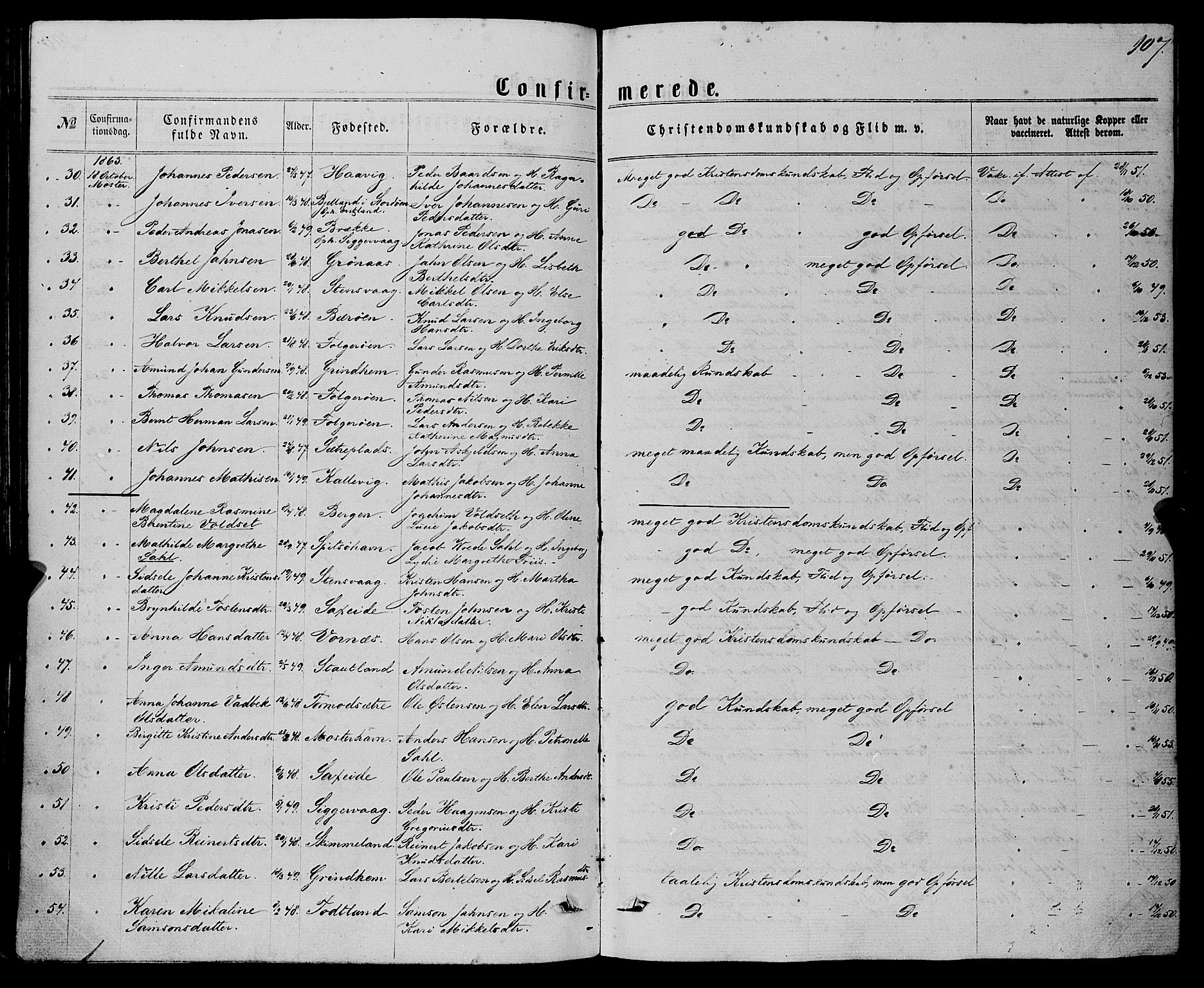 Finnås sokneprestembete, SAB/A-99925/H/Ha/Haa/Haaa/L0008: Parish register (official) no. A 8, 1863-1872, p. 107