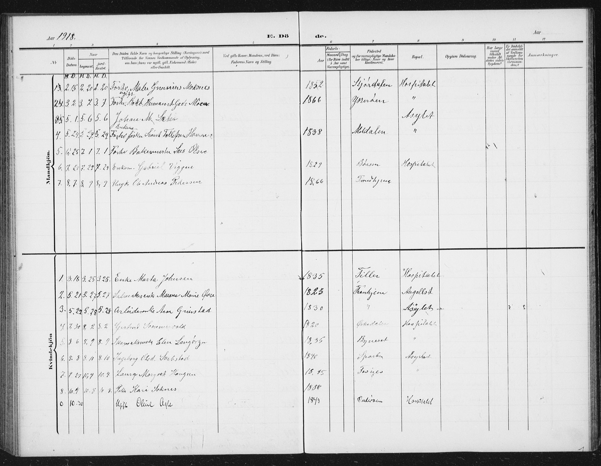 Ministerialprotokoller, klokkerbøker og fødselsregistre - Sør-Trøndelag, AV/SAT-A-1456/623/L0479: Parish register (copy) no. 623C02, 1907-1933