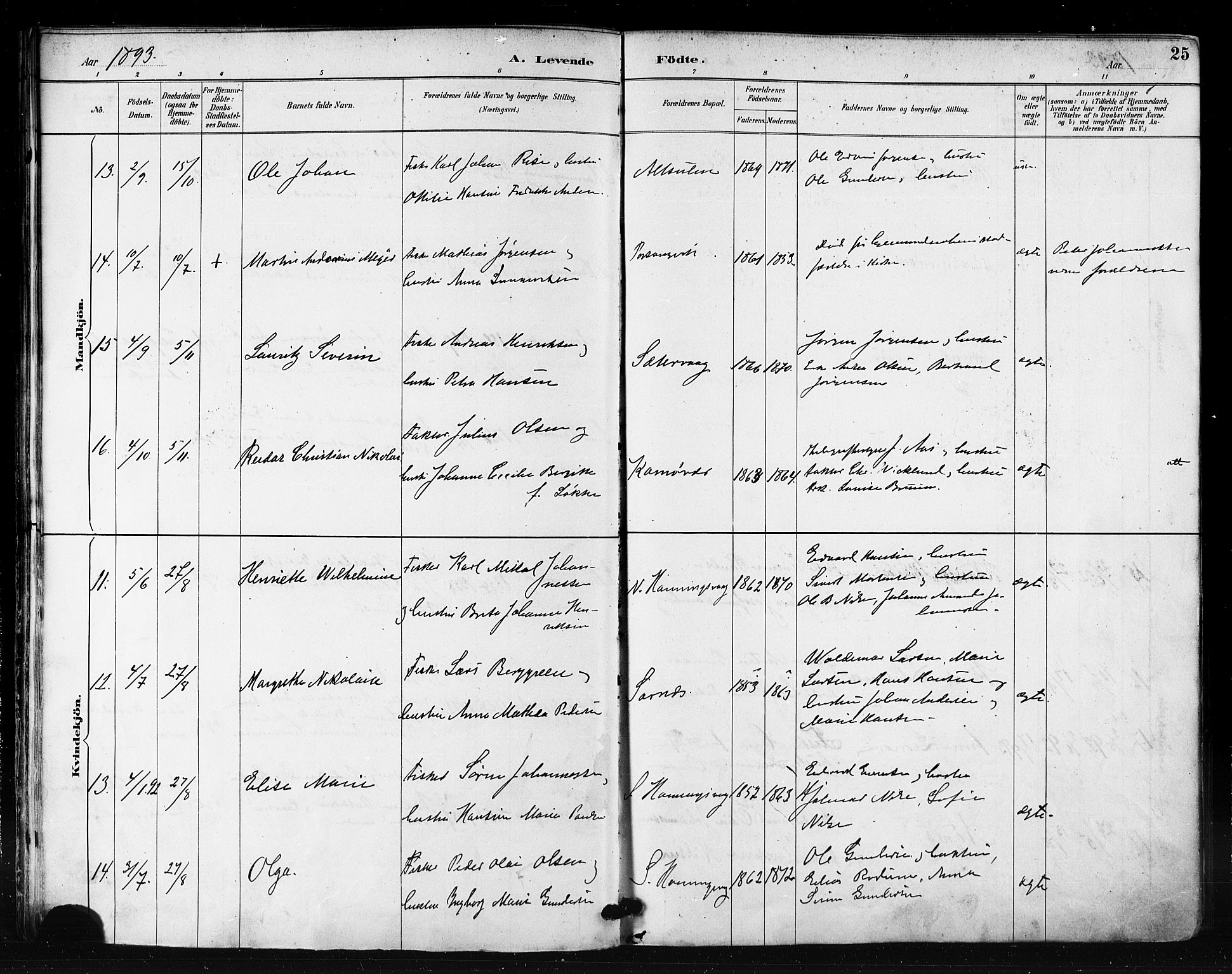 Måsøy sokneprestkontor, AV/SATØ-S-1348/H/Ha/L0007kirke: Parish register (official) no. 7, 1887-1899, p. 25