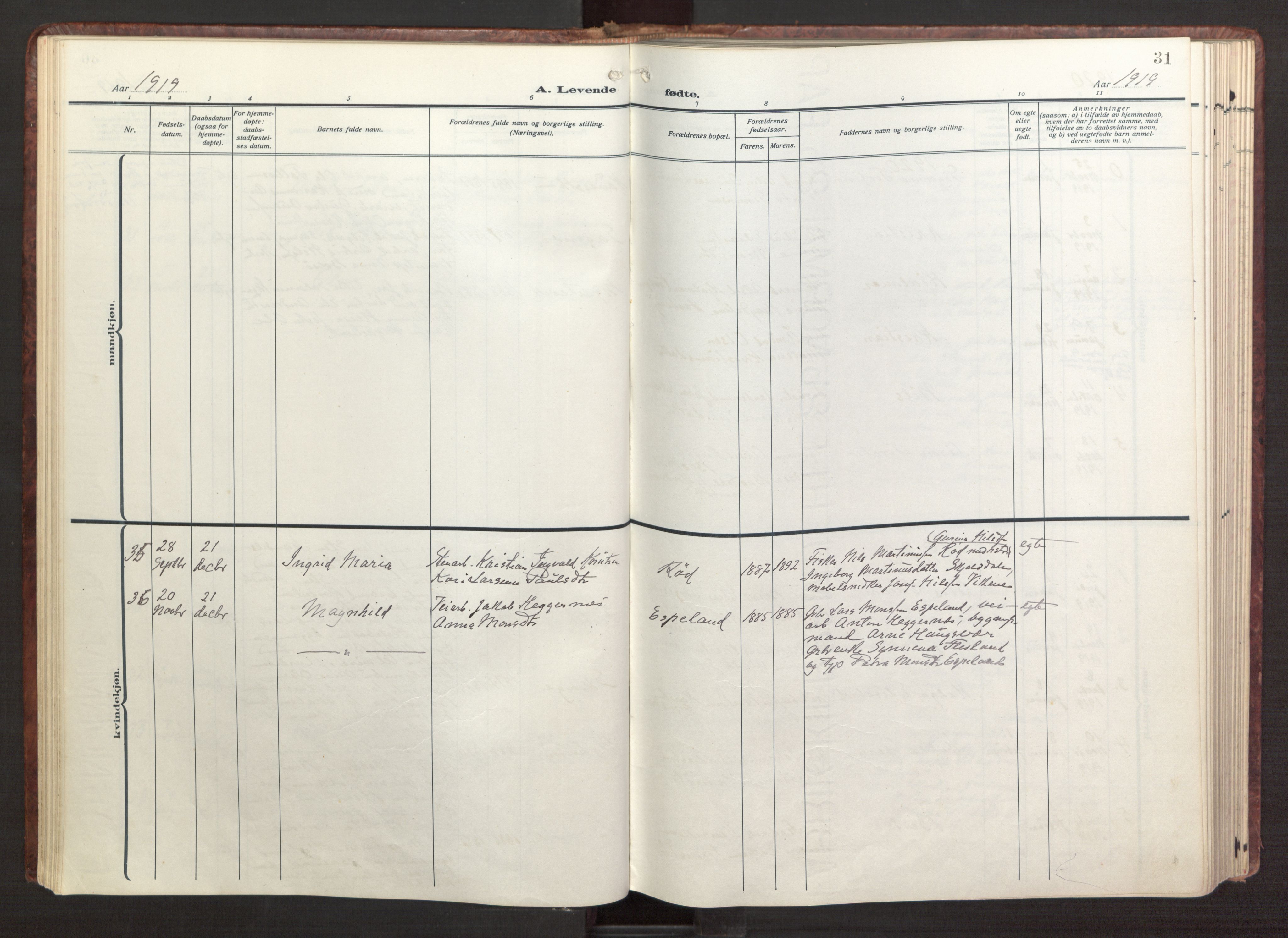 Fana Sokneprestembete, AV/SAB-A-75101/H/Haa/Haab/L0005: Parish register (official) no. B 5, 1915-1923, p. 31