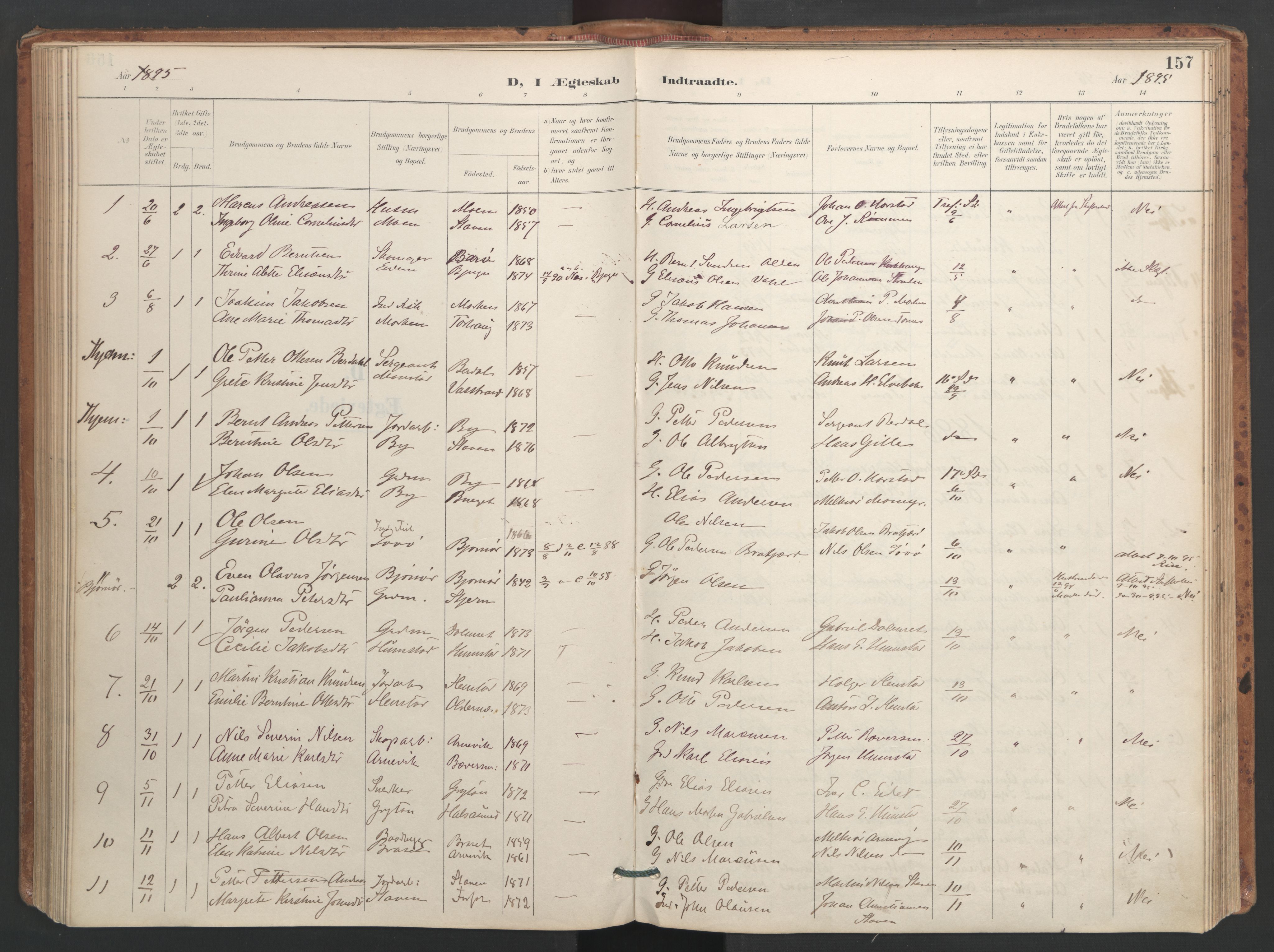 Ministerialprotokoller, klokkerbøker og fødselsregistre - Sør-Trøndelag, SAT/A-1456/655/L0681: Parish register (official) no. 655A10, 1895-1907, p. 157
