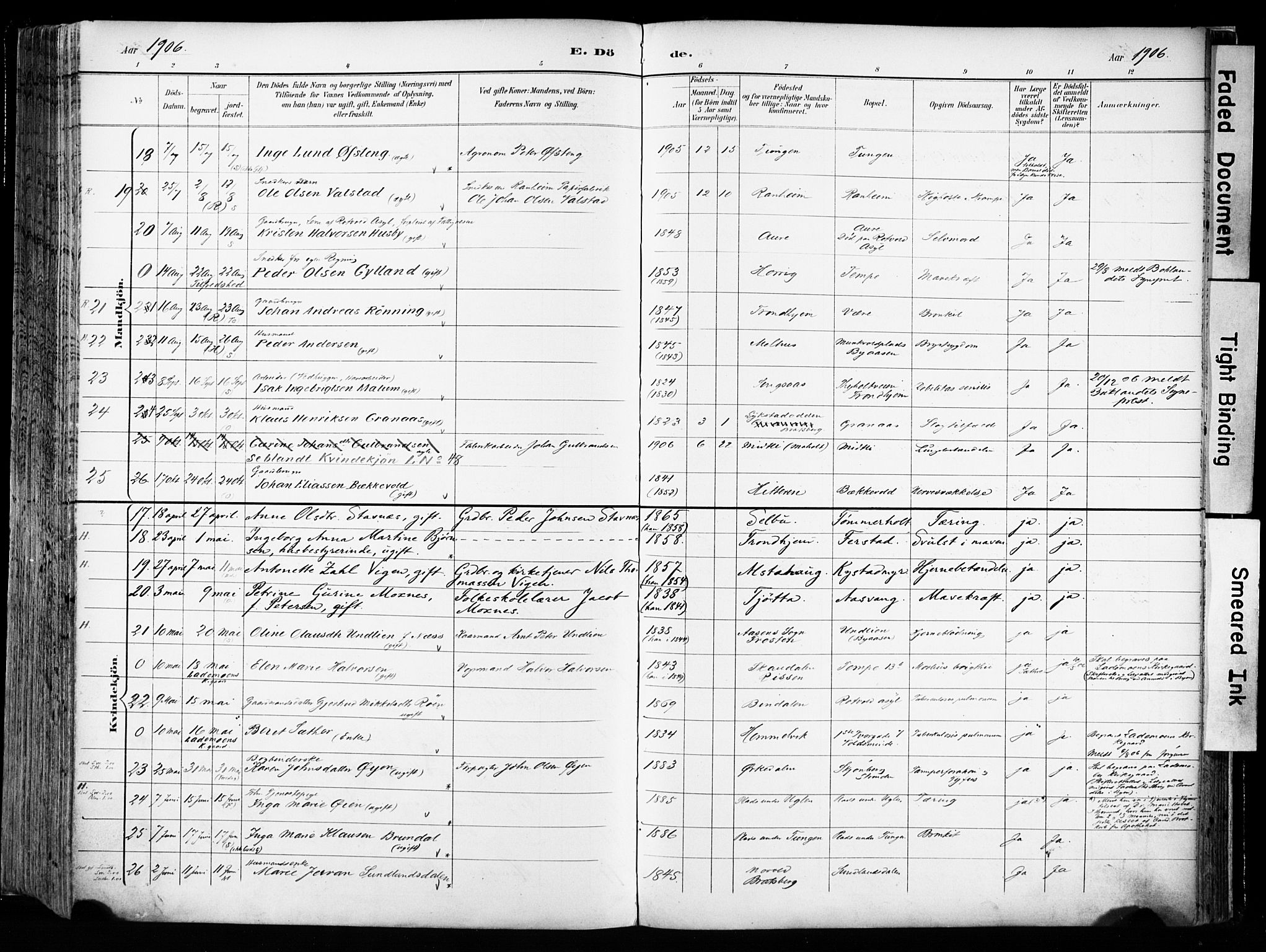 Ministerialprotokoller, klokkerbøker og fødselsregistre - Sør-Trøndelag, AV/SAT-A-1456/606/L0301: Parish register (official) no. 606A16, 1894-1907