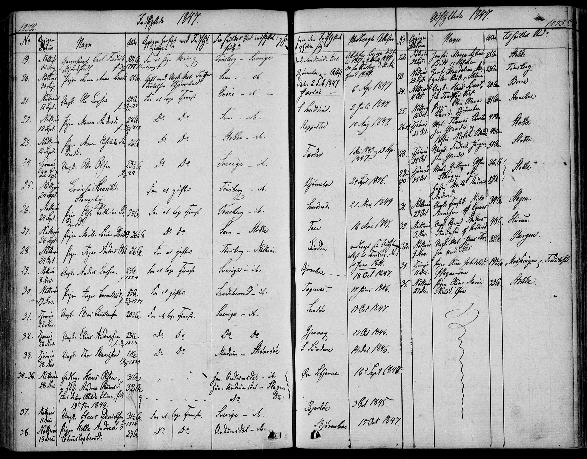 Nøtterøy kirkebøker, AV/SAKO-A-354/F/Fa/L0005: Parish register (official) no. I 5, 1839-1852, p. 1072-1073