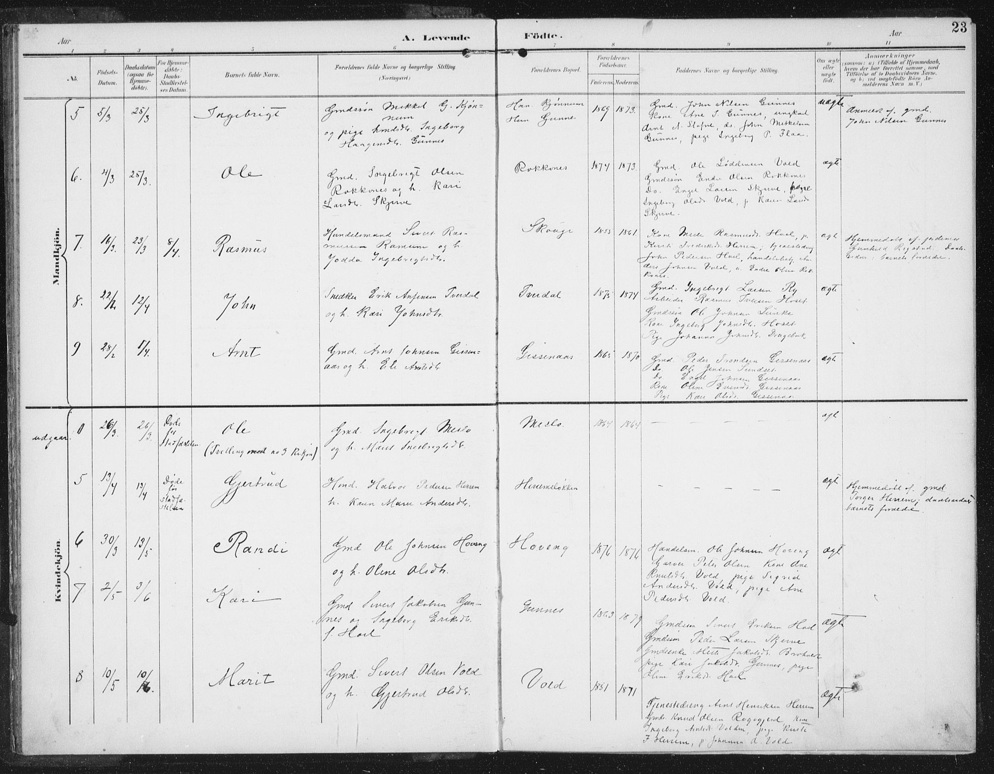 Ministerialprotokoller, klokkerbøker og fødselsregistre - Sør-Trøndelag, AV/SAT-A-1456/674/L0872: Parish register (official) no. 674A04, 1897-1907, p. 23