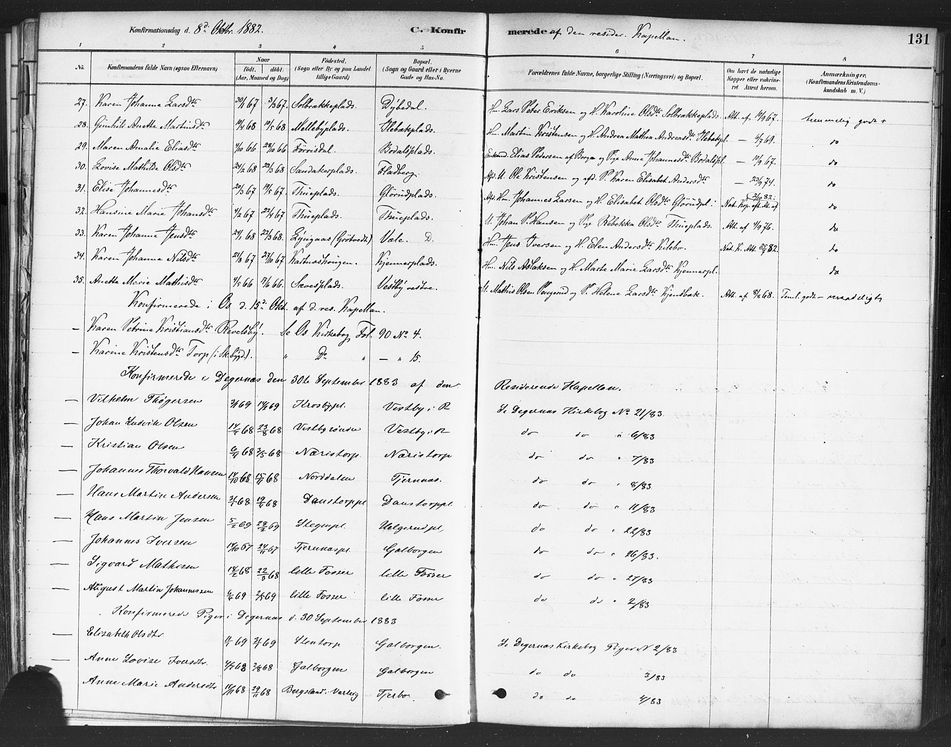 Rakkestad prestekontor Kirkebøker, AV/SAO-A-2008/F/Fa/L0012: Parish register (official) no. I 12, 1878-1893, p. 131