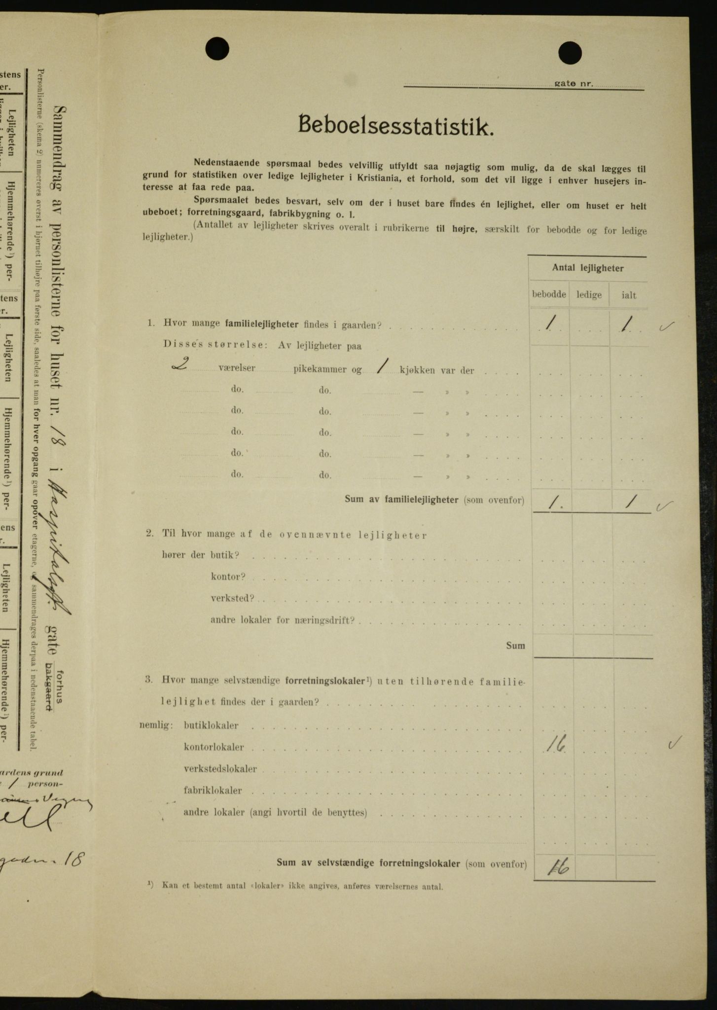 OBA, Municipal Census 1909 for Kristiania, 1909, p. 37672