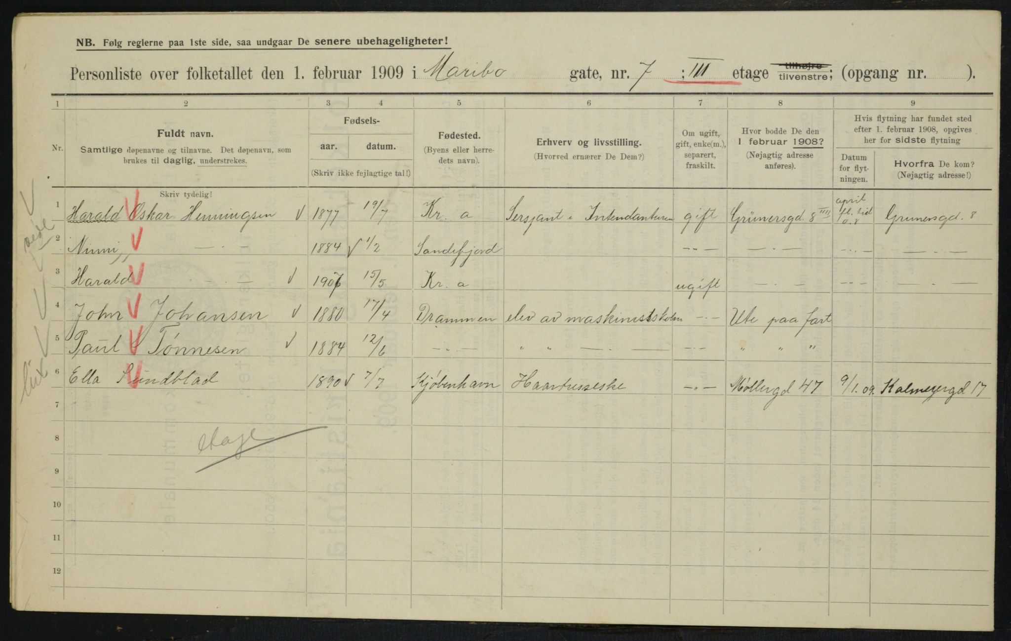 OBA, Municipal Census 1909 for Kristiania, 1909, p. 54940