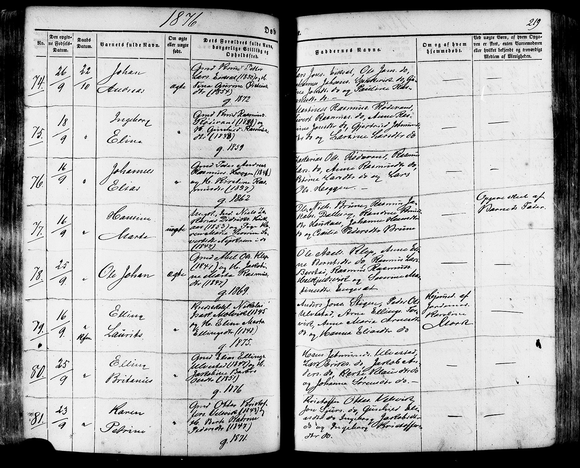 Ministerialprotokoller, klokkerbøker og fødselsregistre - Møre og Romsdal, SAT/A-1454/511/L0140: Parish register (official) no. 511A07, 1851-1878, p. 219
