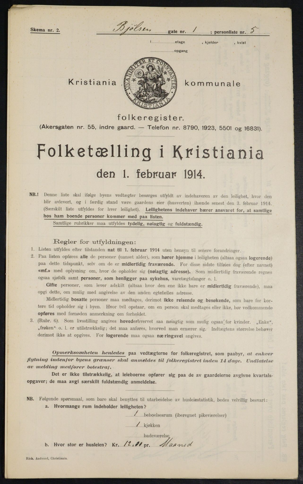 OBA, Municipal Census 1914 for Kristiania, 1914, p. 6426