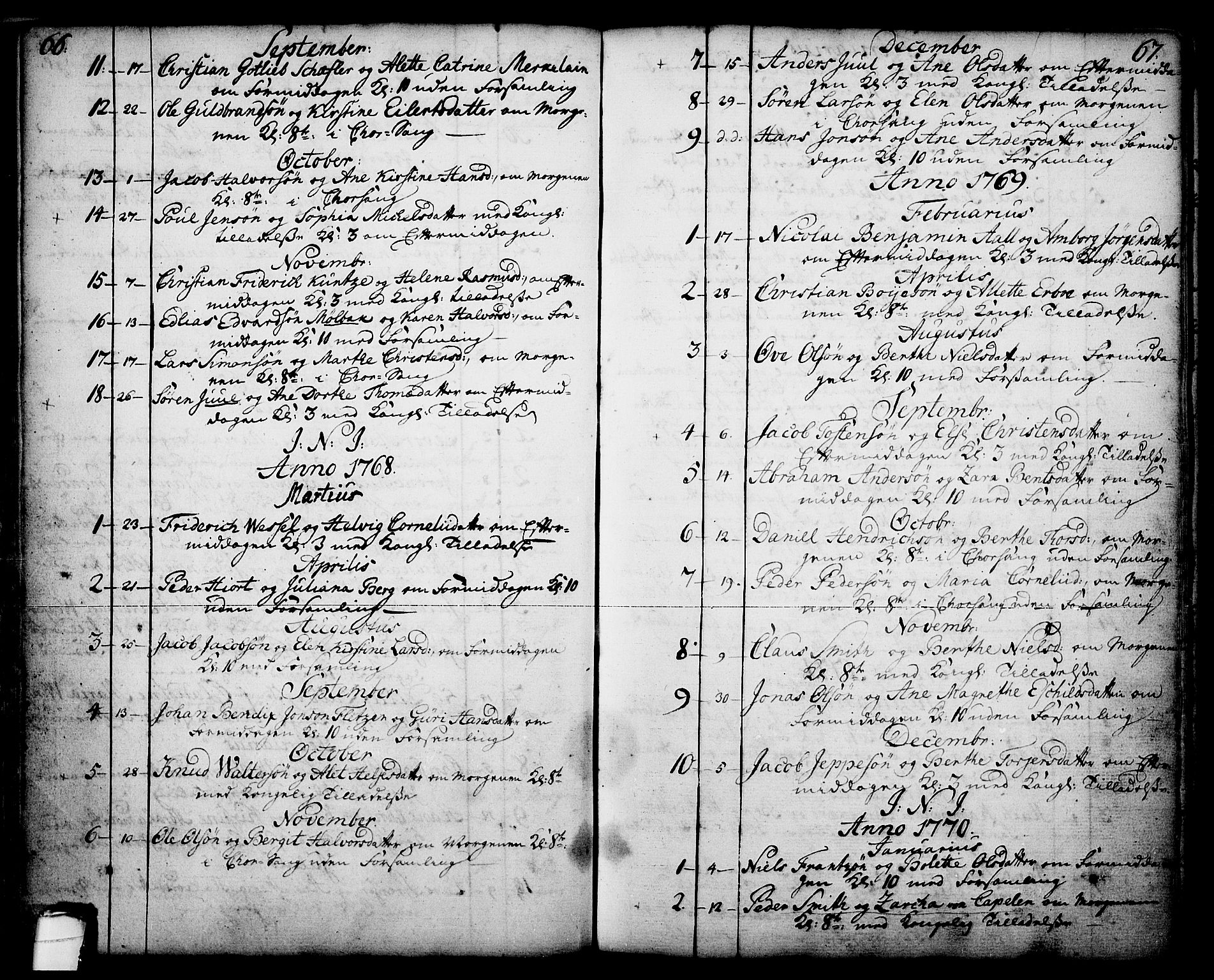 Skien kirkebøker, SAKO/A-302/F/Fa/L0003: Parish register (official) no. 3, 1755-1791, p. 66-67