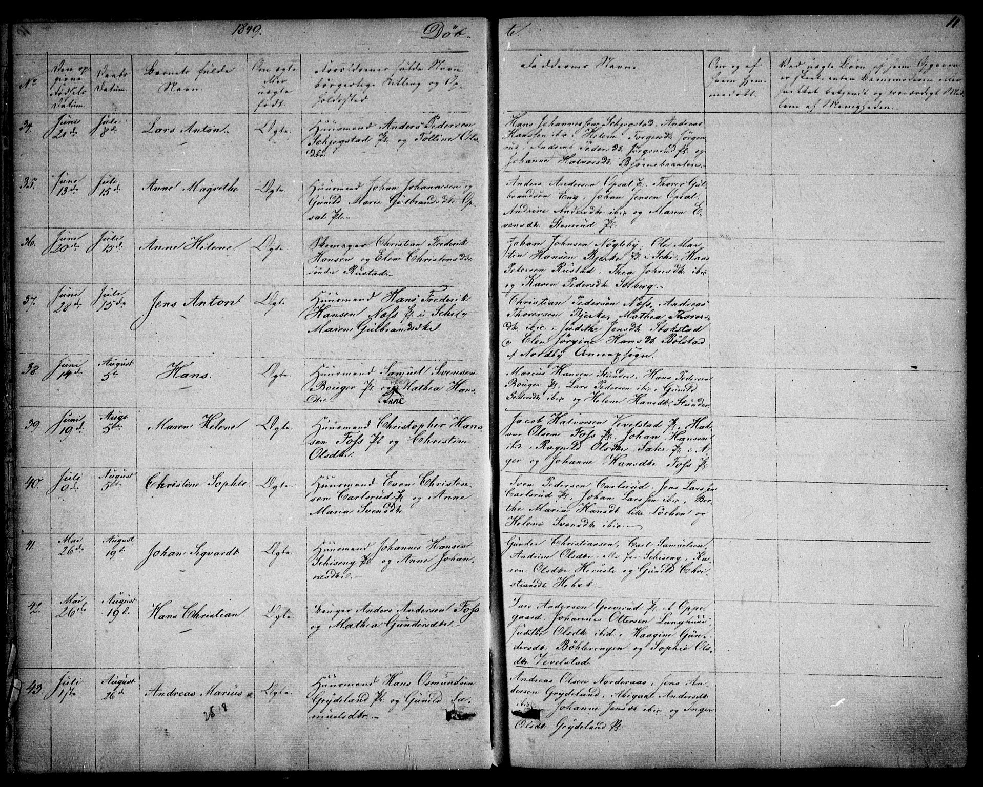 Kråkstad prestekontor Kirkebøker, AV/SAO-A-10125a/F/Fa/L0006: Parish register (official) no. I 6, 1848-1857, p. 11