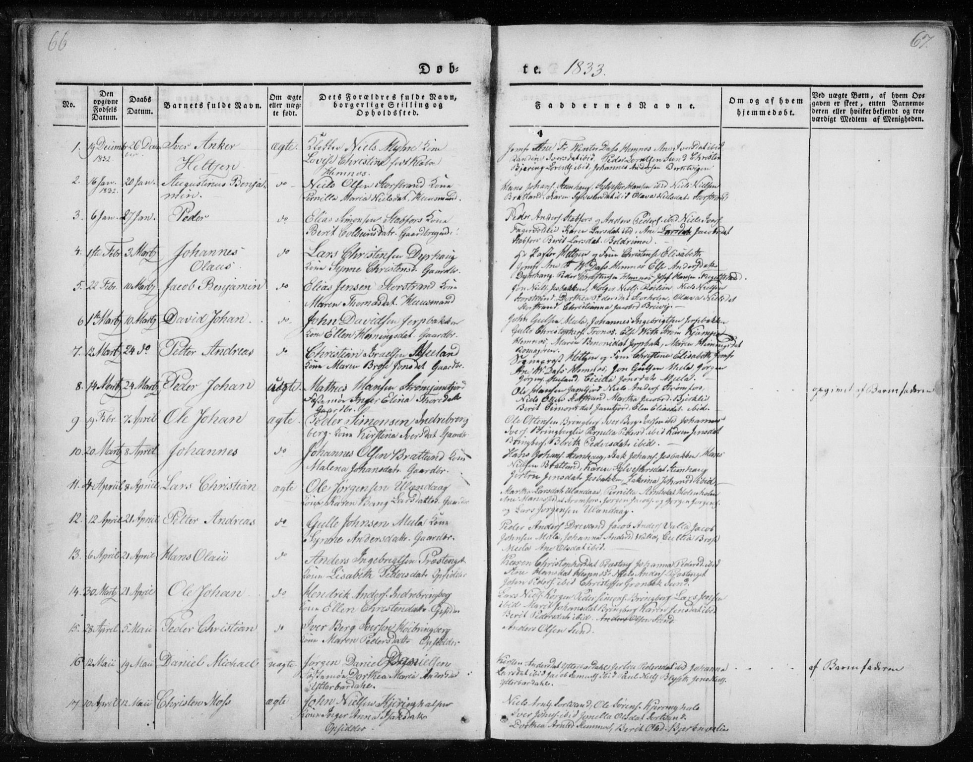 Ministerialprotokoller, klokkerbøker og fødselsregistre - Nordland, AV/SAT-A-1459/825/L0354: Parish register (official) no. 825A08, 1826-1841, p. 66-67