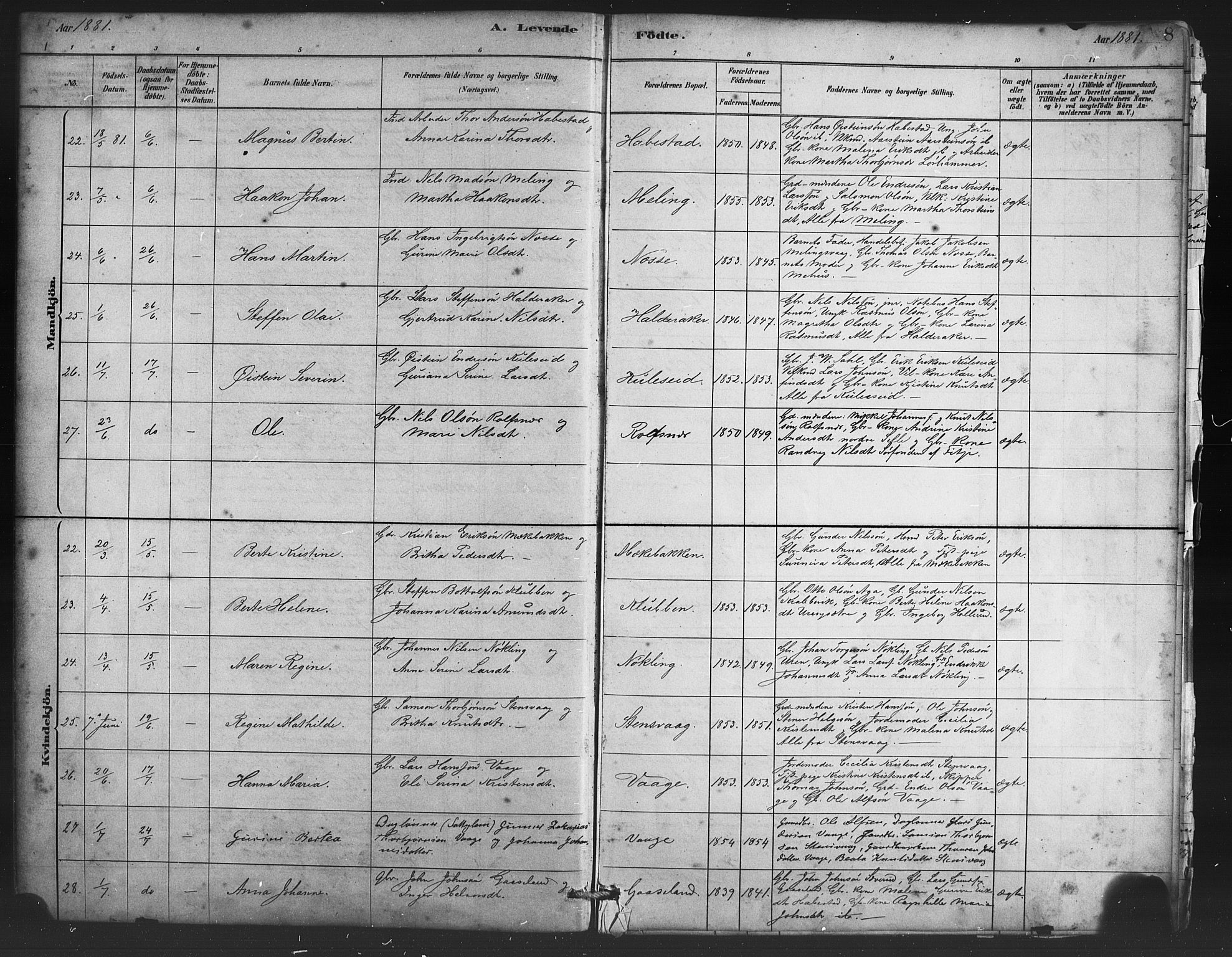 Finnås sokneprestembete, AV/SAB-A-99925/H/Ha/Haa/Haac/L0001: Parish register (official) no. C 1, 1881-1894, p. 8