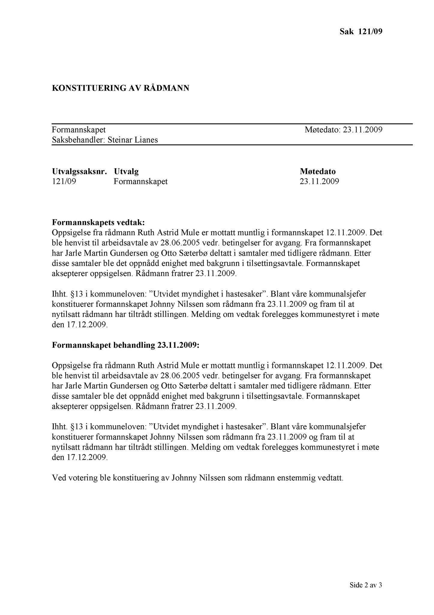 Klæbu Kommune, TRKO/KK/02-FS/L002: Formannsskapet - Møtedokumenter, 2009, p. 815