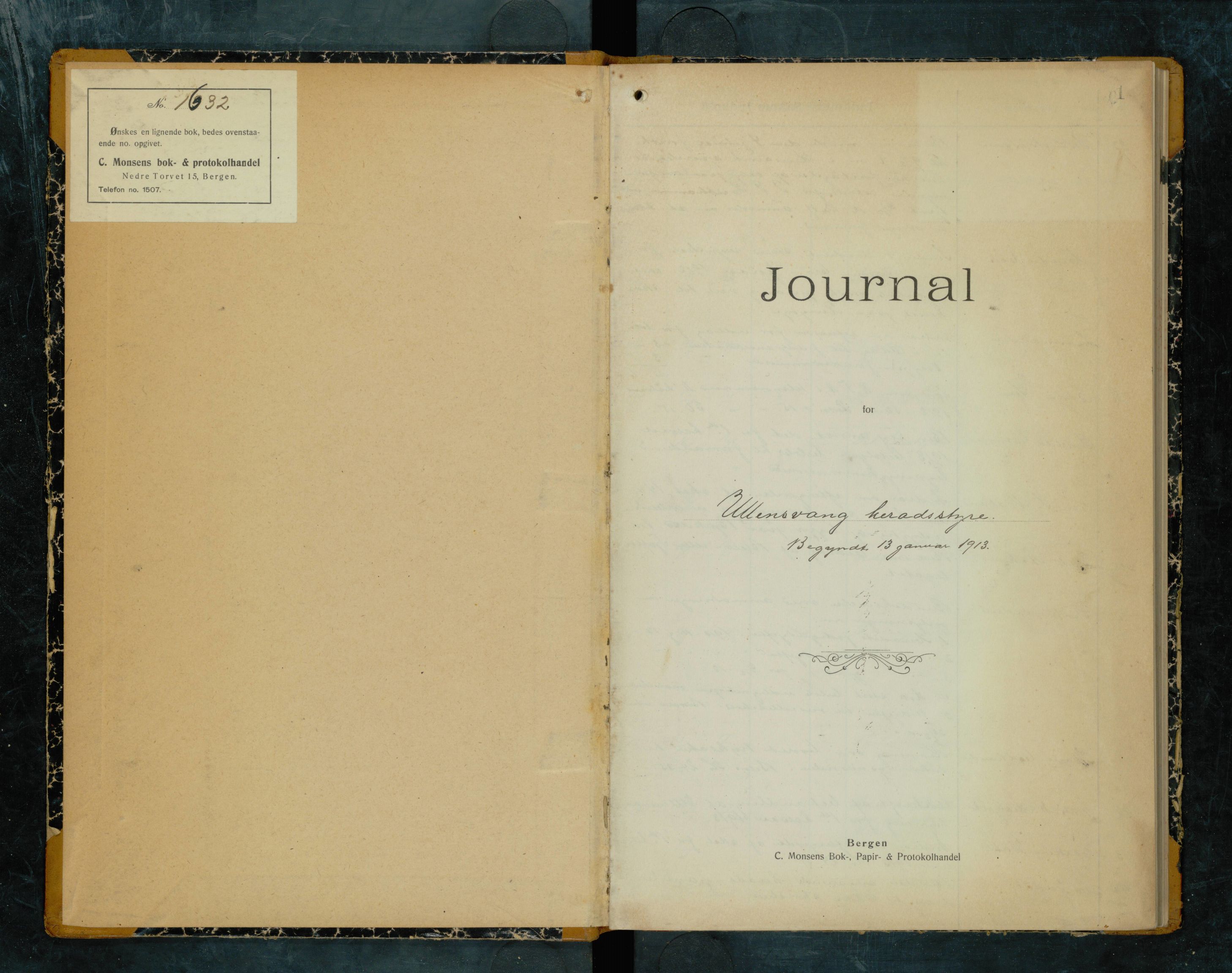 Ullensvang herad. Formannskapet , IKAH/1231b-021/C/Ca/L0005/0001: Postjournal formannskapet  / Postjournal formannskapet , 1913-1917