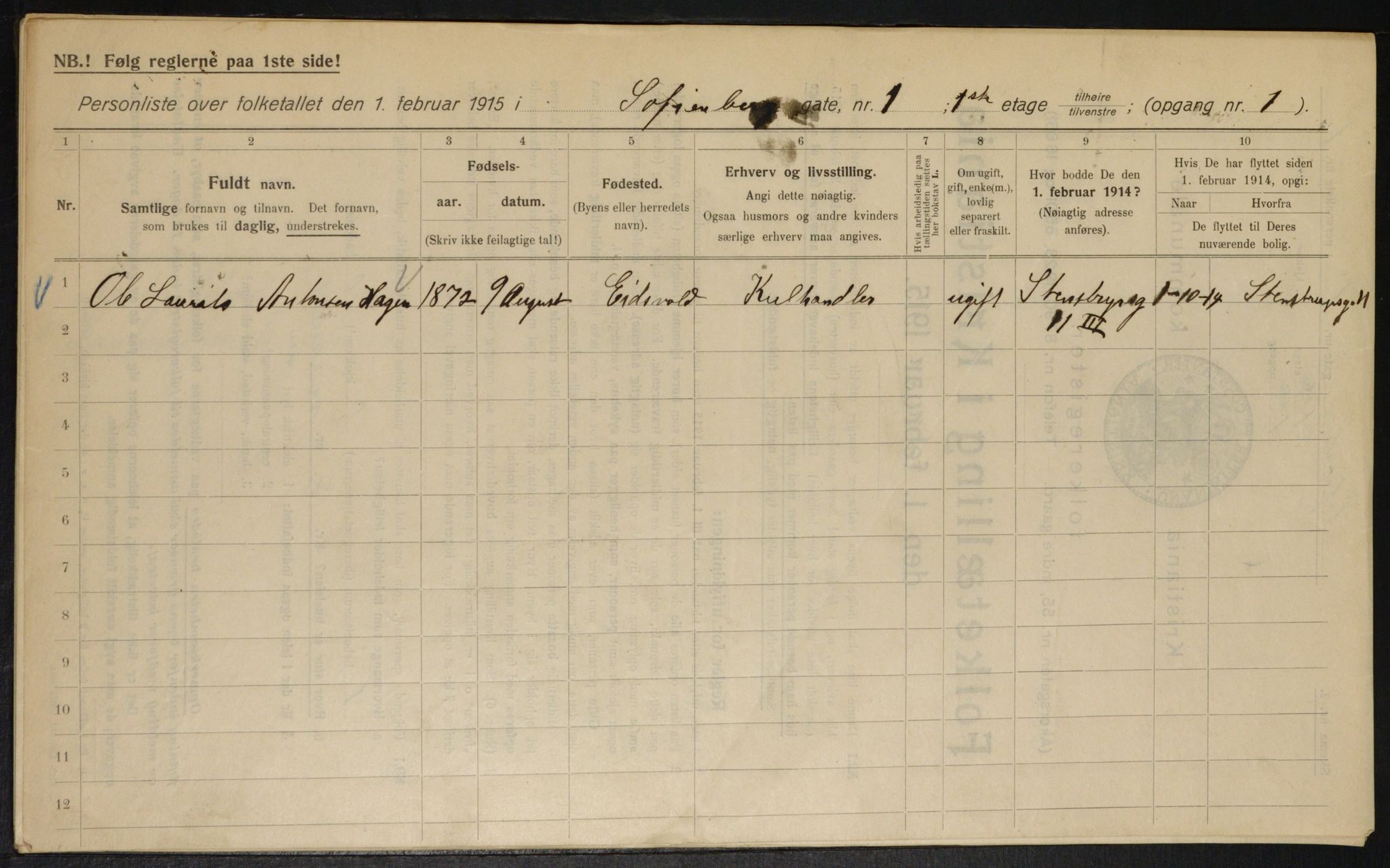 OBA, Municipal Census 1915 for Kristiania, 1915, p. 97997