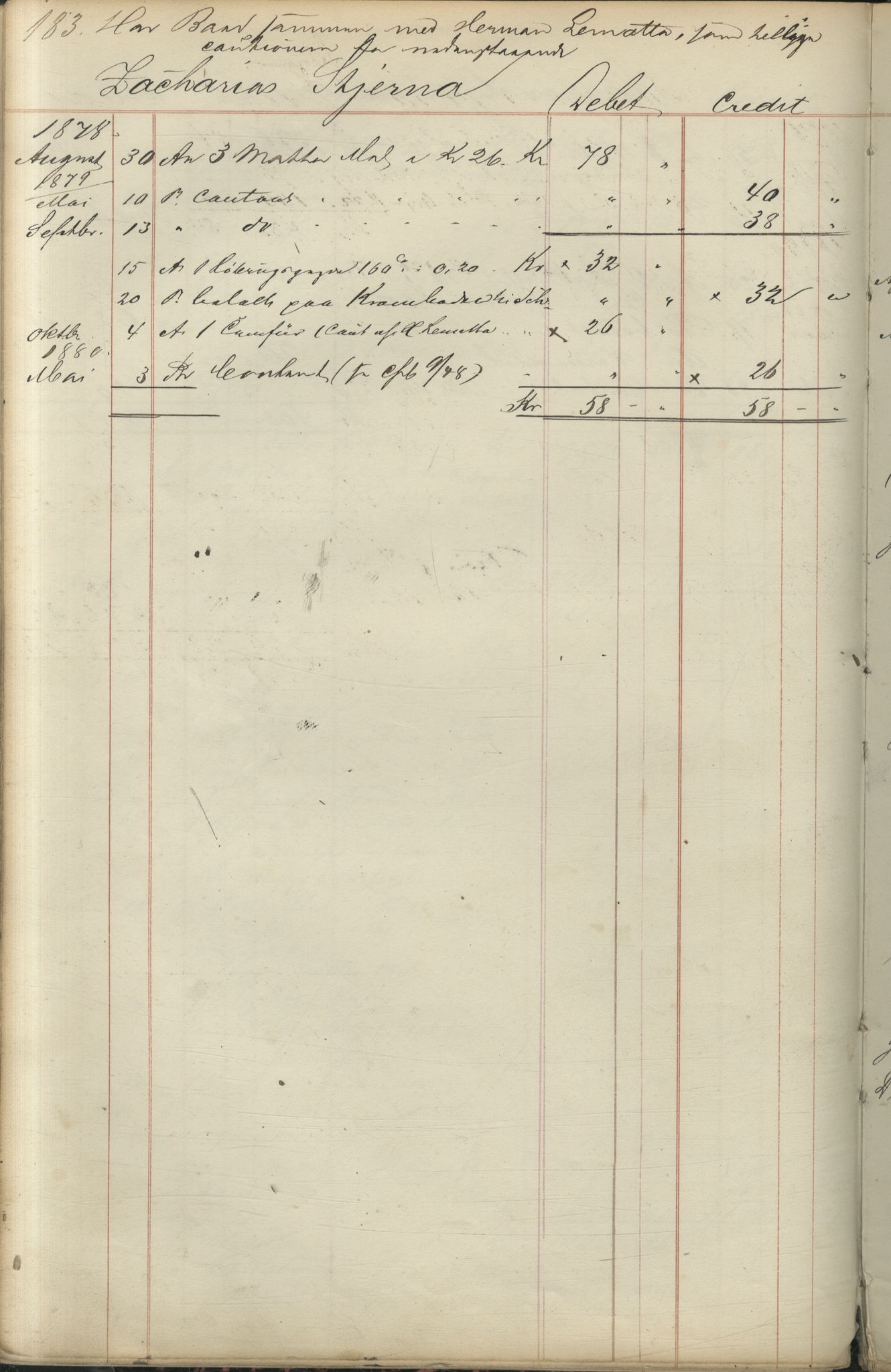 Brodtkorb handel A/S, VAMU/A-0001/F/Fc/L0001/0001: Konto for kvener og nordmenn på Kolahalvøya  / Conto for Kvæner og Nordmænd paa Russefinmarken No 1, 1868-1894, p. 183