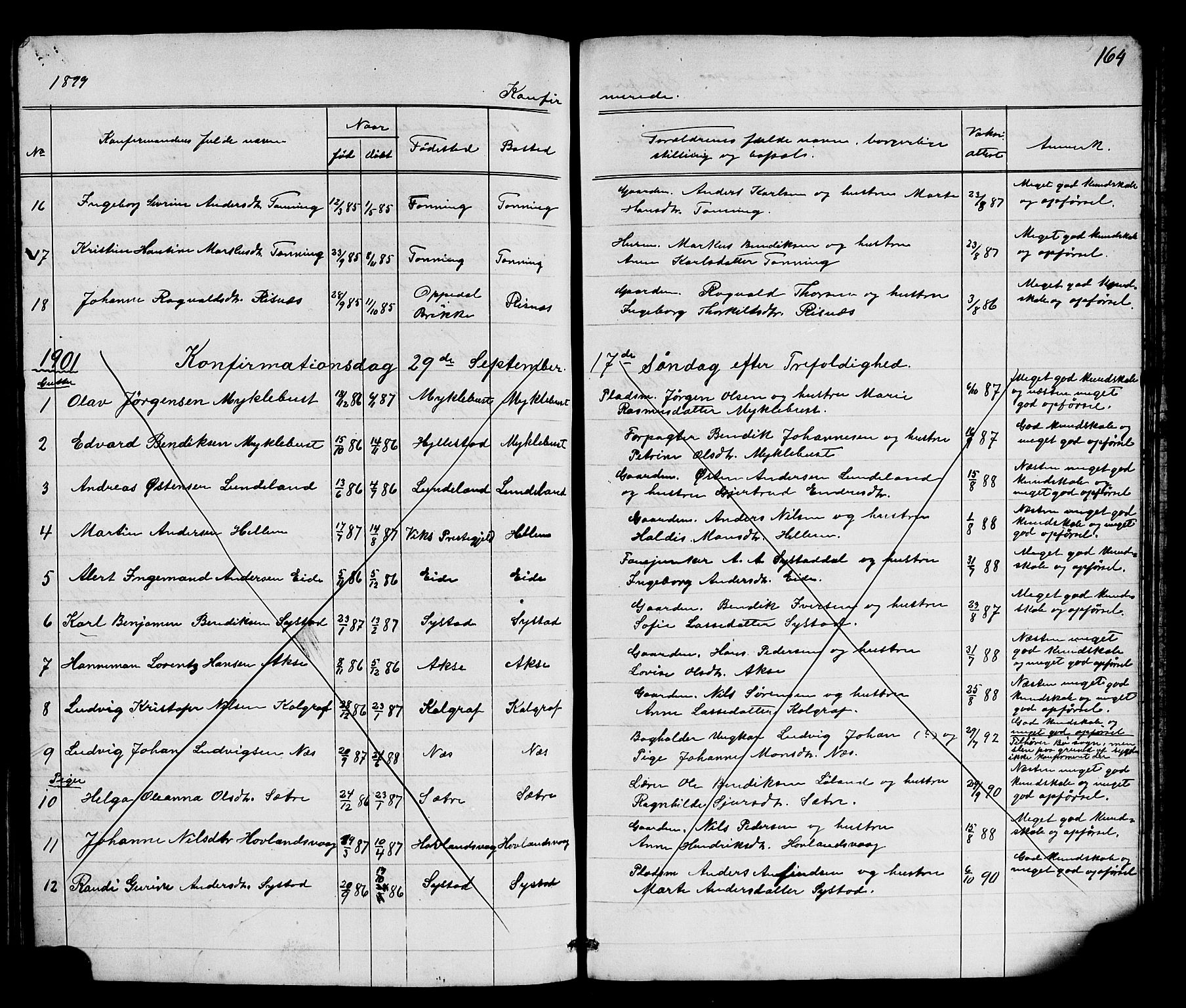 Hyllestad sokneprestembete, SAB/A-80401: Parish register (copy) no. A 2, 1876-1906, p. 164