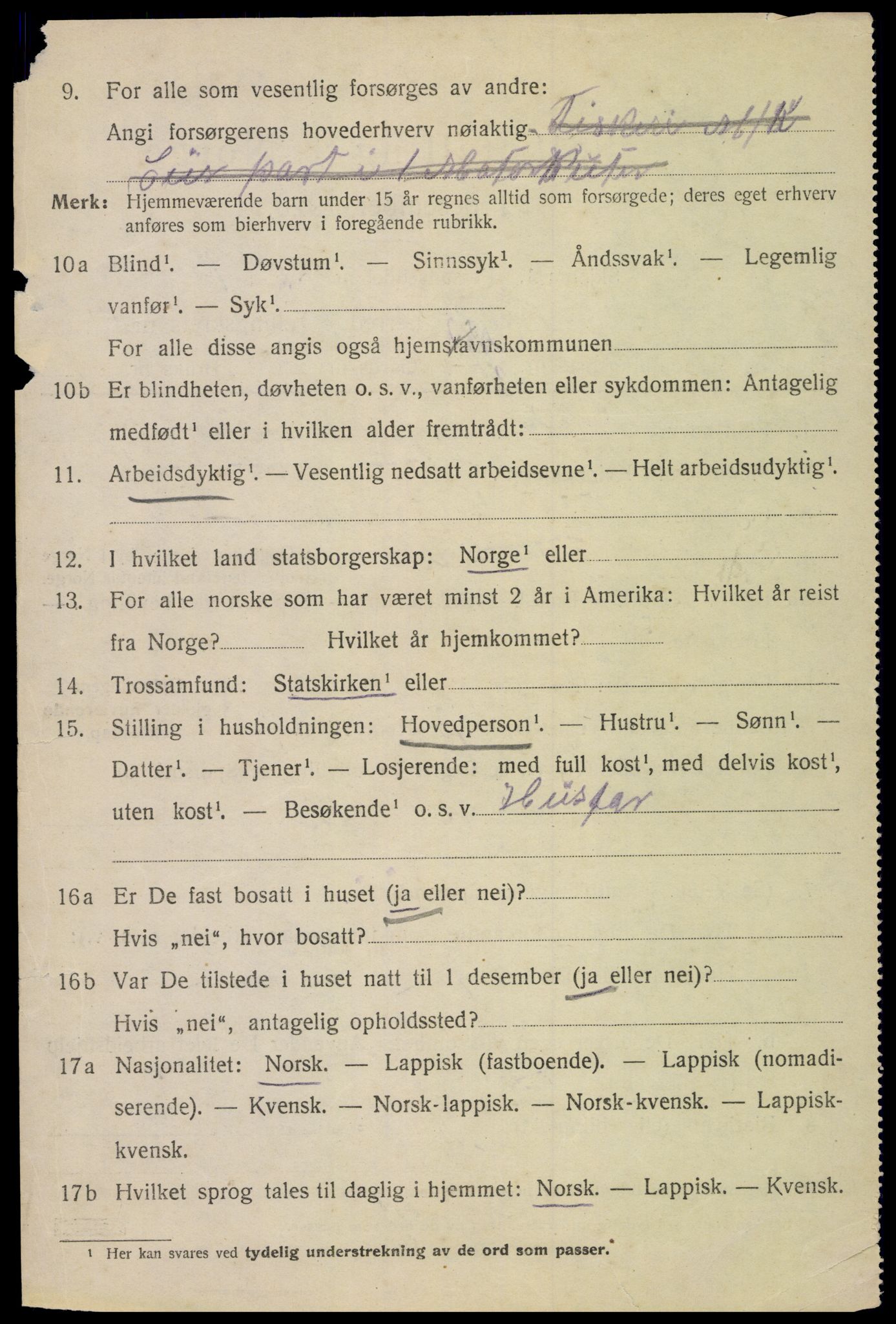 SAT, 1920 census for Hadsel, 1920, p. 19453