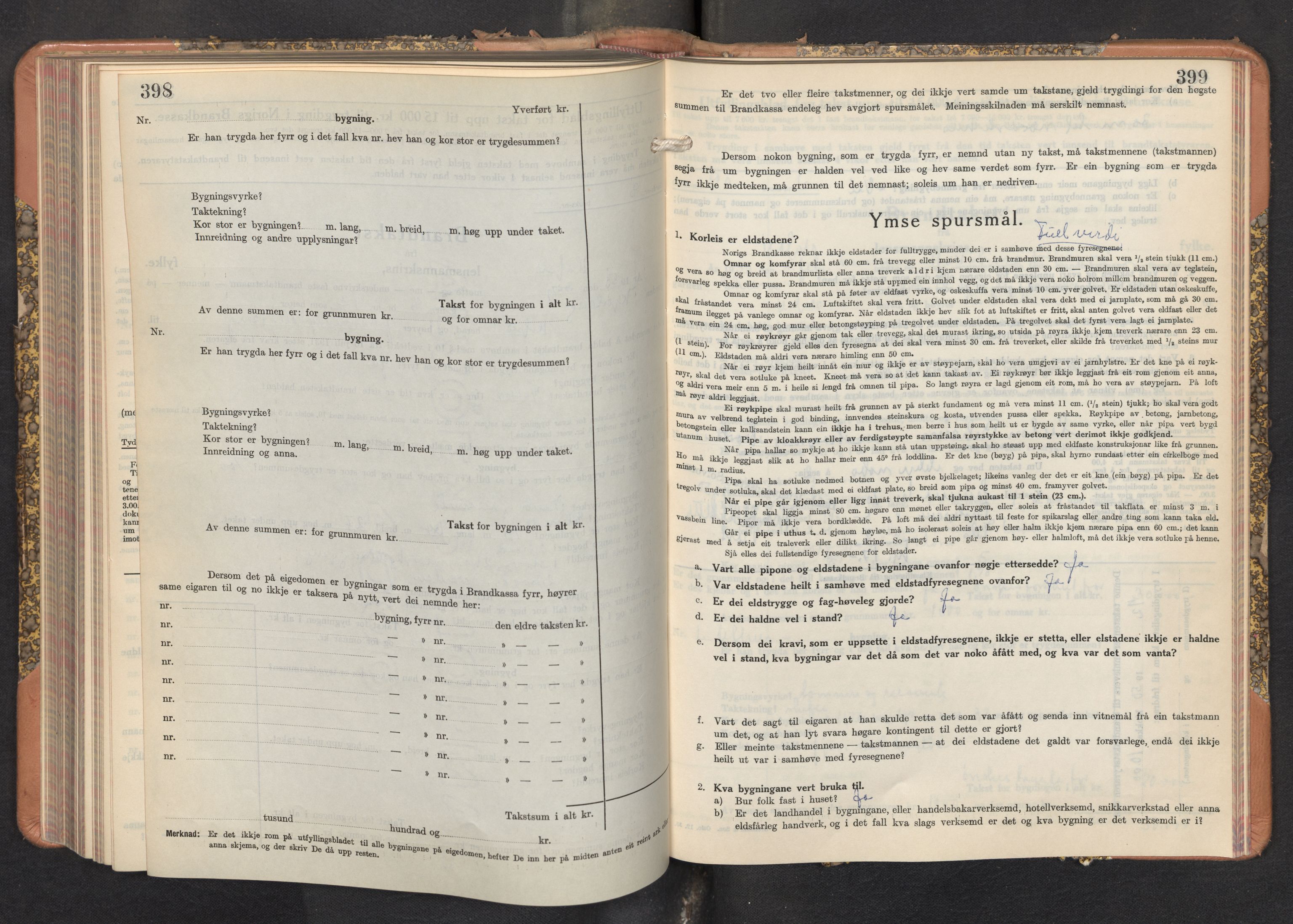 Lensmannen i Hafslo, AV/SAB-A-28001/0012/L0010: Branntakstprotokoll, skjematakst, 1939-1950, p. 398-399