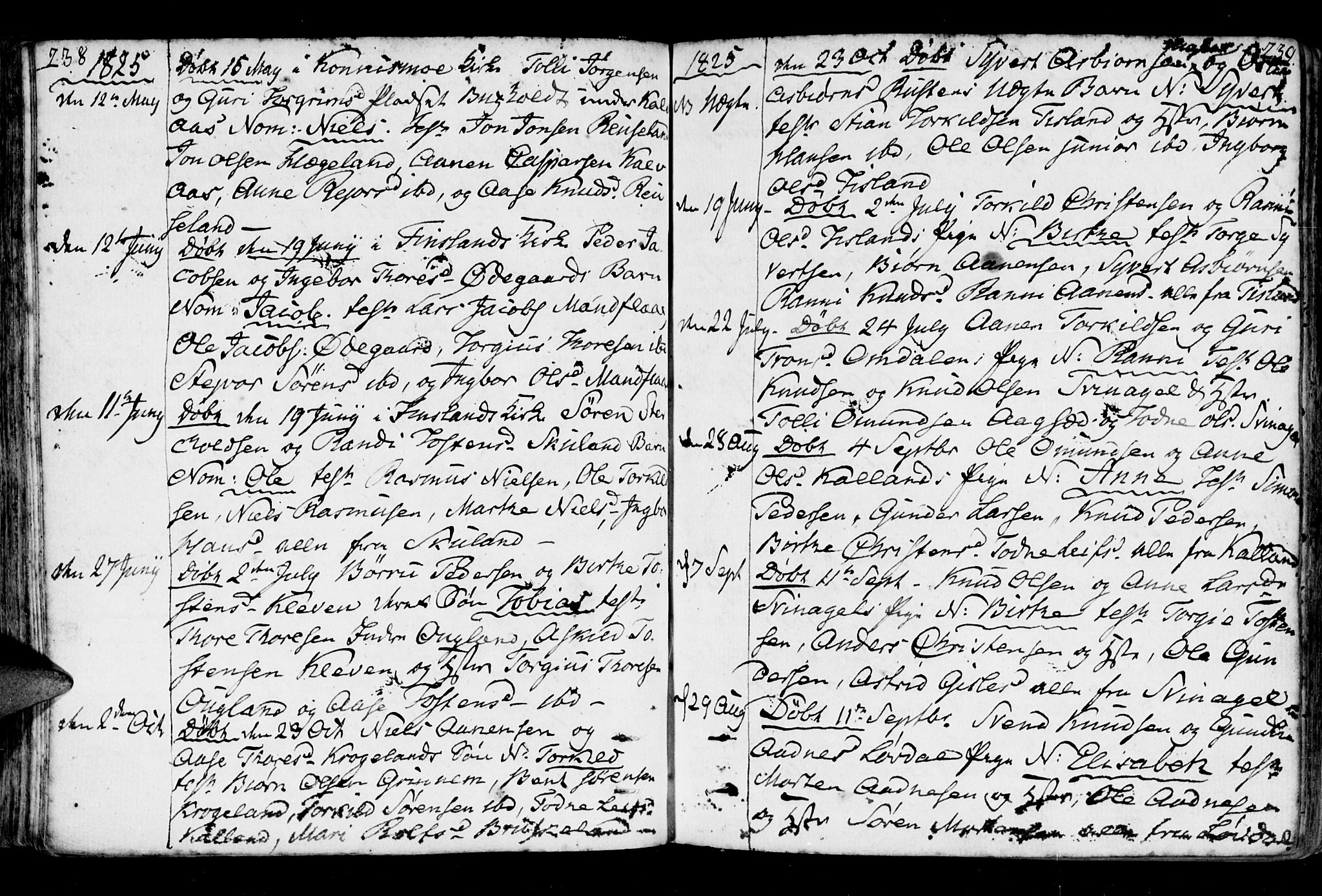 Holum sokneprestkontor, AV/SAK-1111-0022/F/Fa/Fab/L0004: Parish register (official) no. A 4, 1774-1847, p. 238-239