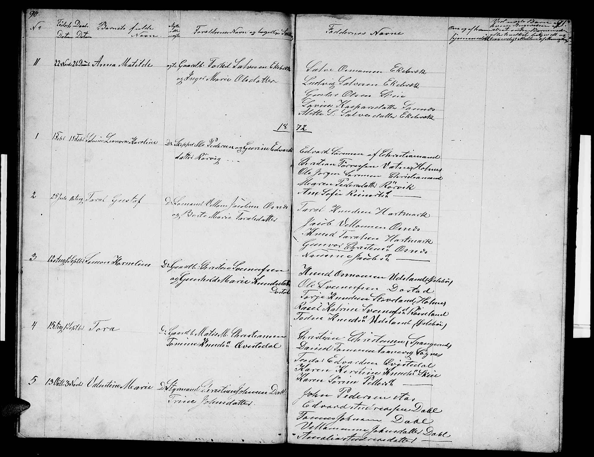 Mandal sokneprestkontor, SAK/1111-0030/F/Fb/Fbb/L0003: Parish register (copy) no. B 3, 1848-1877, p. 90-91