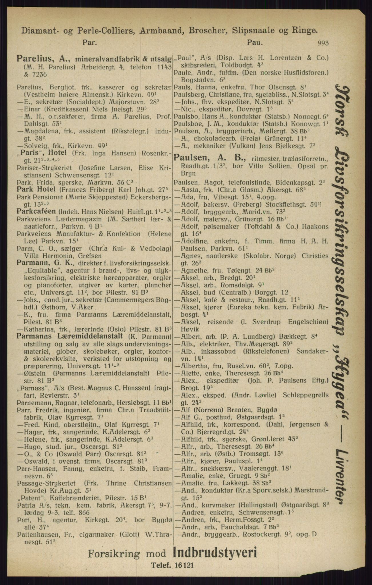 Kristiania/Oslo adressebok, PUBL/-, 1916, p. 993