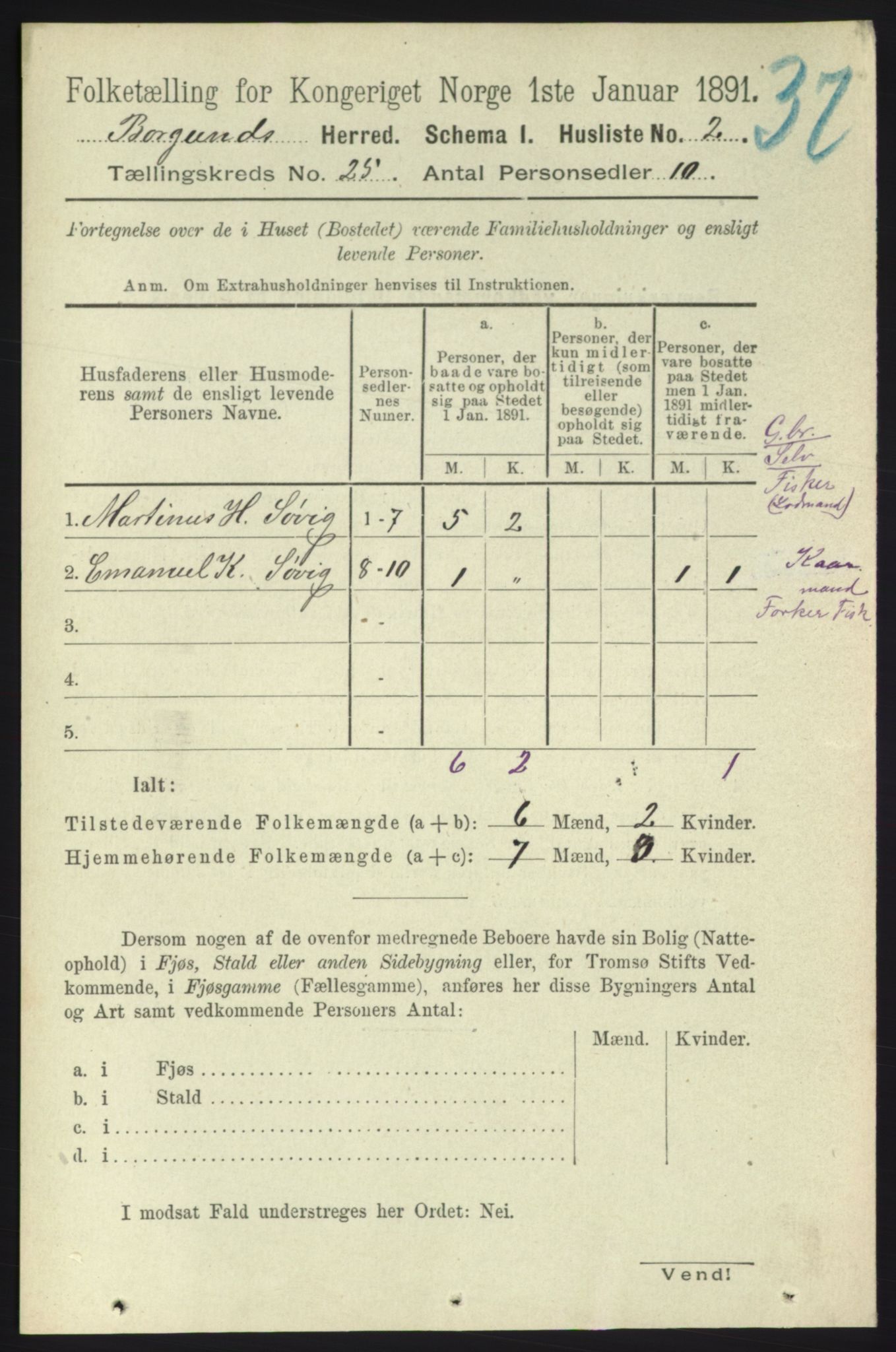 RA, 1891 census for 1531 Borgund, 1891, p. 7208