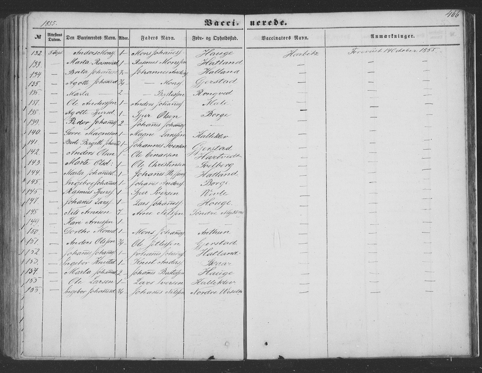 Haus sokneprestembete, AV/SAB-A-75601/H/Haa: Parish register (official) no. A 16 II, 1848-1857, p. 466