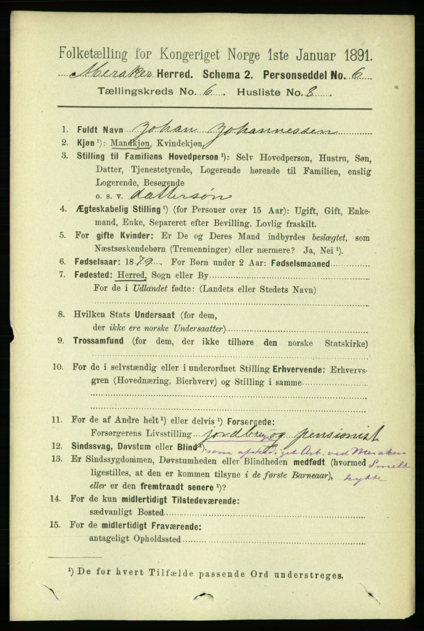 RA, 1891 census for 1711 Meråker, 1891, p. 2104