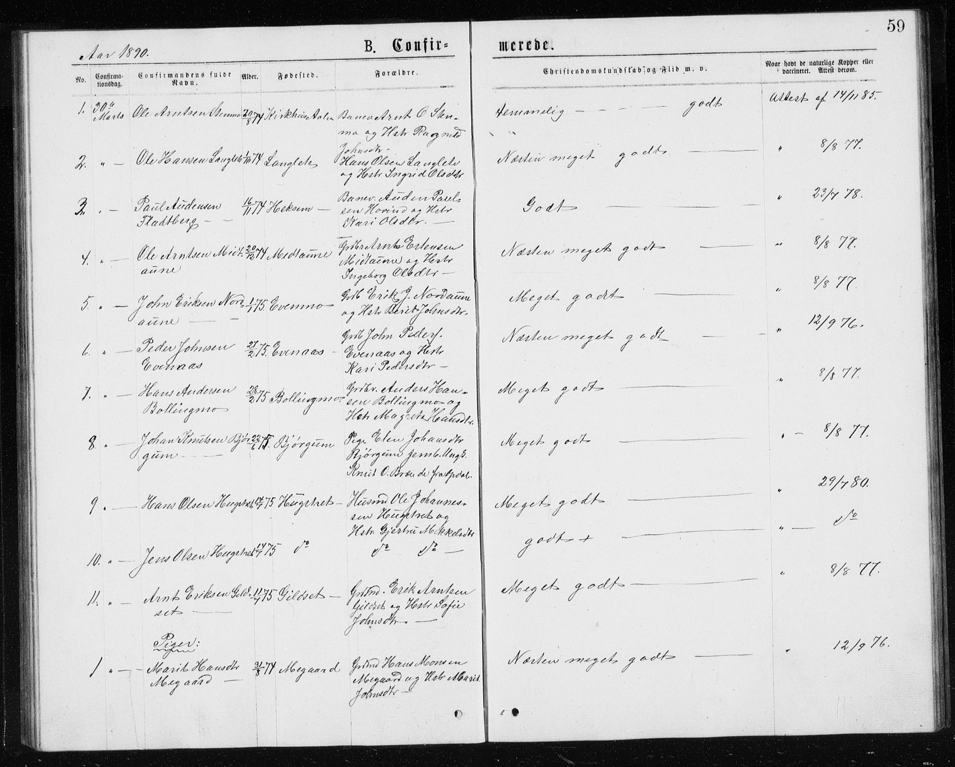 Ministerialprotokoller, klokkerbøker og fødselsregistre - Sør-Trøndelag, SAT/A-1456/685/L0977: Parish register (copy) no. 685C02, 1879-1890, p. 59
