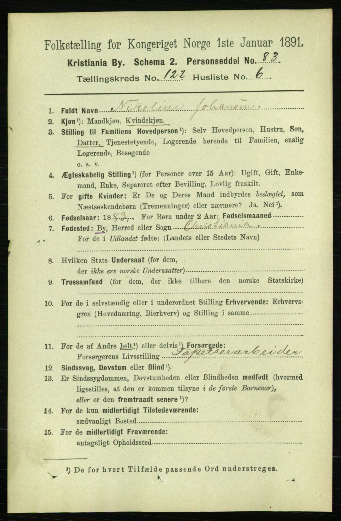 RA, 1891 census for 0301 Kristiania, 1891, p. 64866