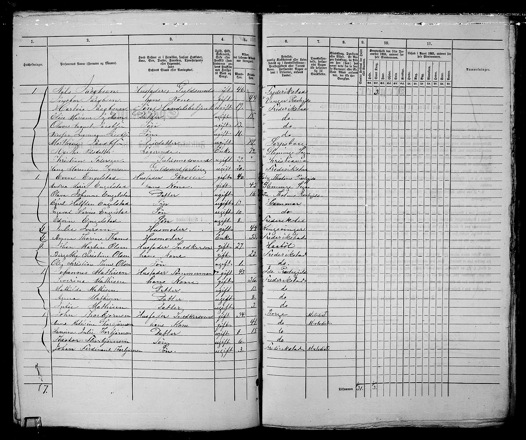 RA, 1865 census for Fredrikstad/Fredrikstad, 1865, p. 146