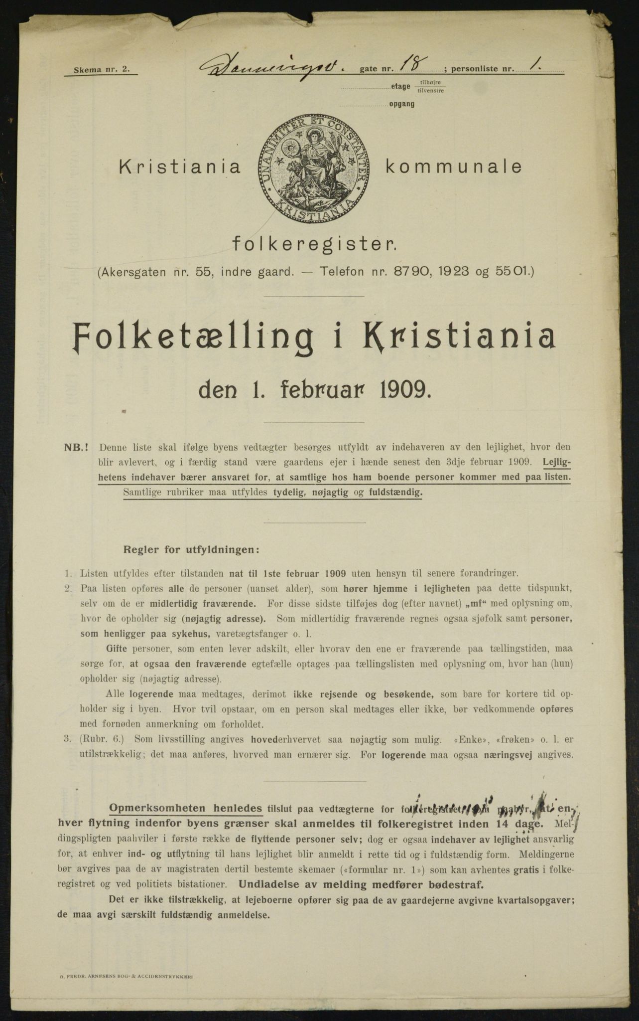 OBA, Municipal Census 1909 for Kristiania, 1909, p. 13999