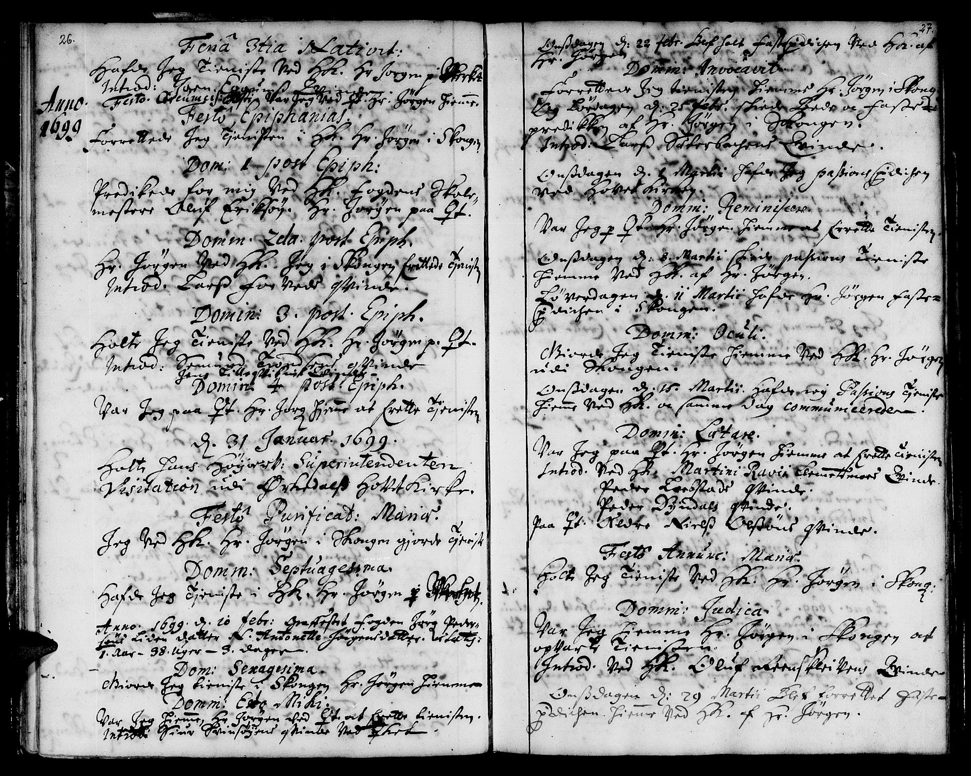 Ministerialprotokoller, klokkerbøker og fødselsregistre - Sør-Trøndelag, SAT/A-1456/668/L0801: Parish register (official) no. 668A01, 1695-1716, p. 26-27