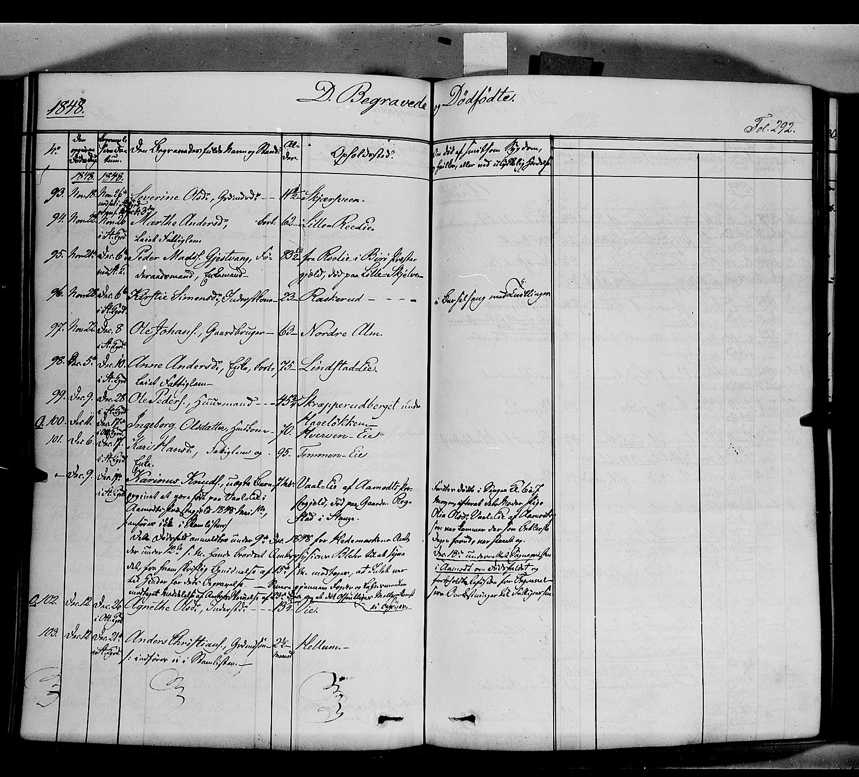 Stange prestekontor, SAH/PREST-002/K/L0011: Parish register (official) no. 11, 1846-1852, p. 292