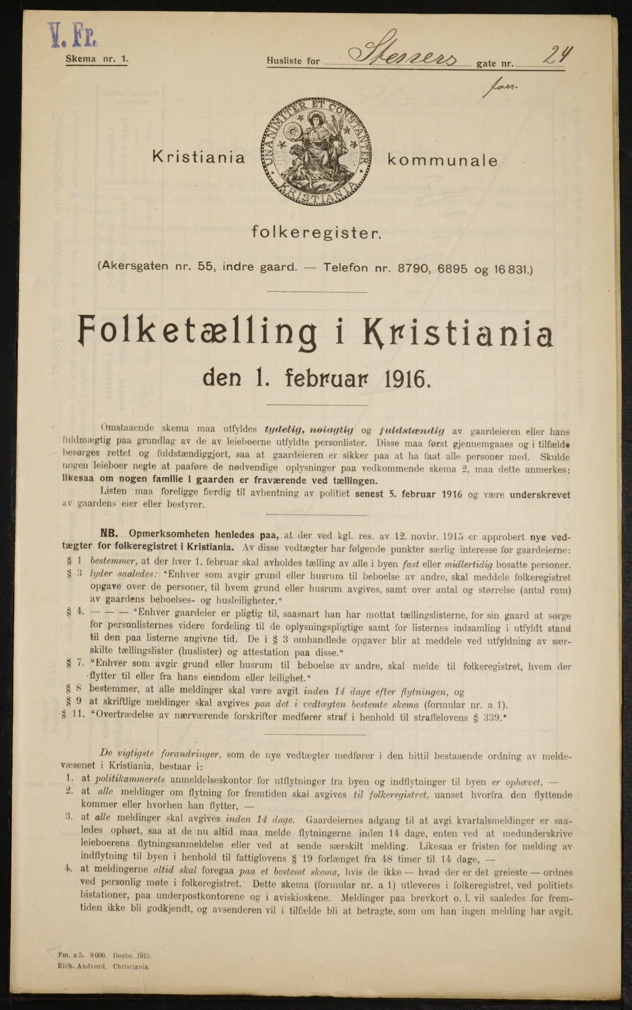 OBA, Municipal Census 1916 for Kristiania, 1916, p. 104193