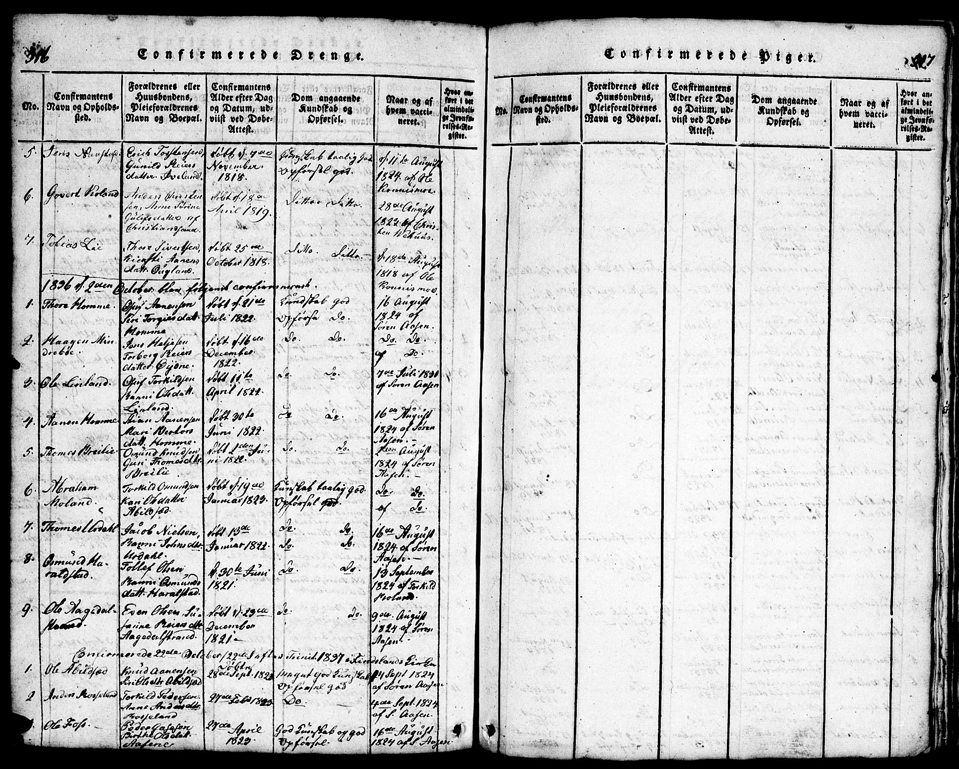 Bjelland sokneprestkontor, SAK/1111-0005/F/Fb/Fba/L0003: Parish register (copy) no. B 3, 1816-1870, p. 516-517