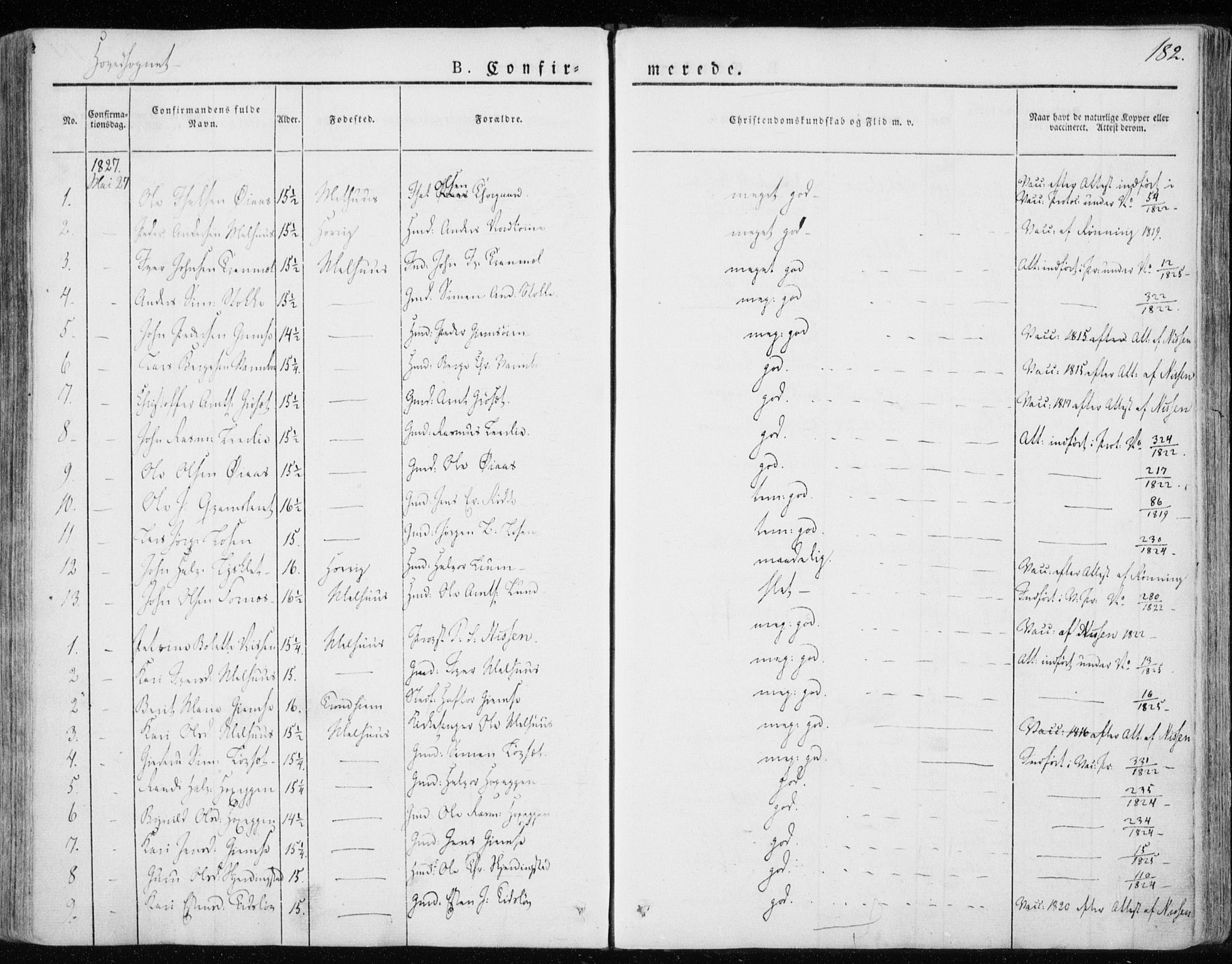 Ministerialprotokoller, klokkerbøker og fødselsregistre - Sør-Trøndelag, SAT/A-1456/691/L1069: Parish register (official) no. 691A04, 1826-1841, p. 182