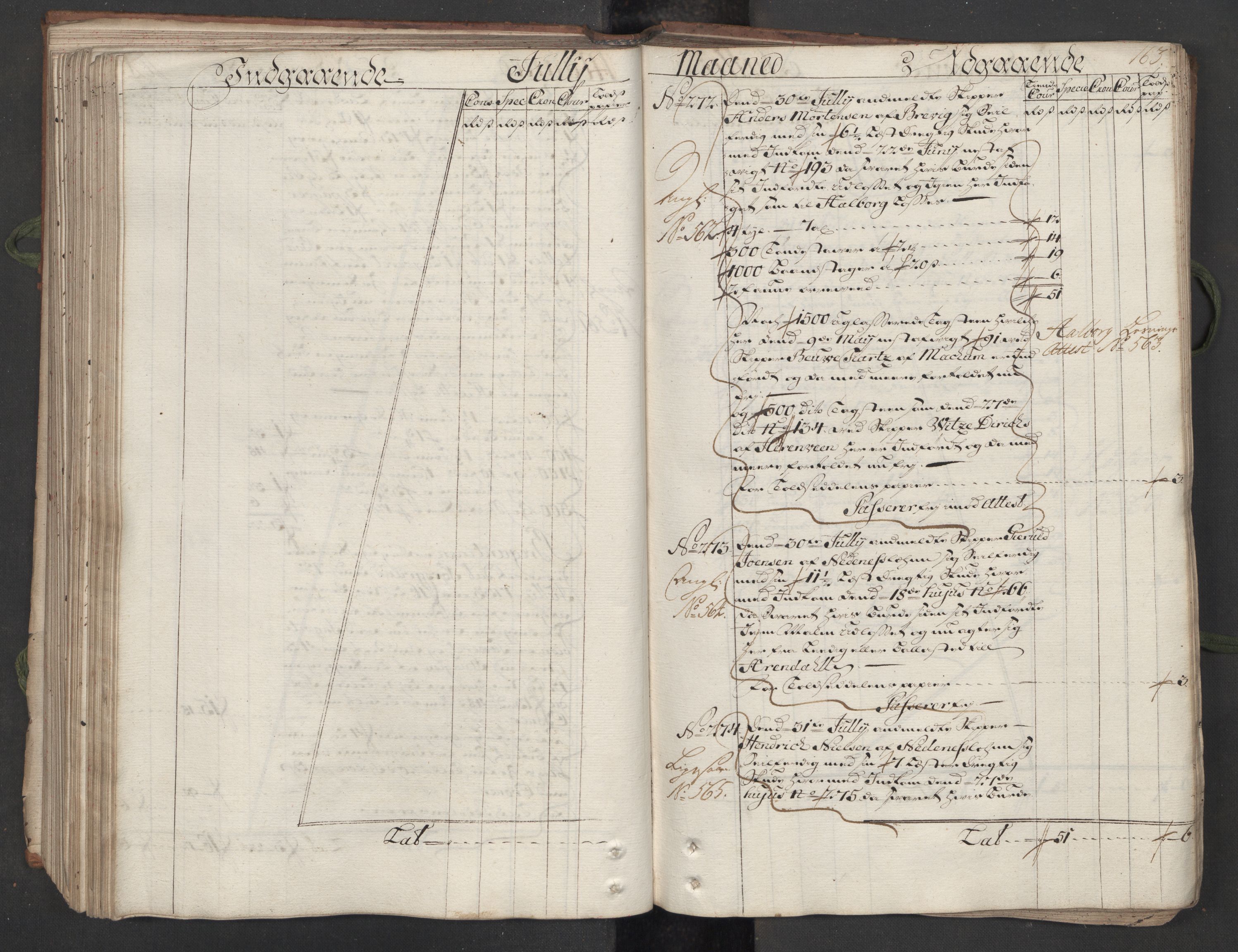 Generaltollkammeret, tollregnskaper, AV/RA-EA-5490/R12/L0009/0001: Tollregnskaper Langesund / Hovedtollbok, 1733, p. 162b-163a