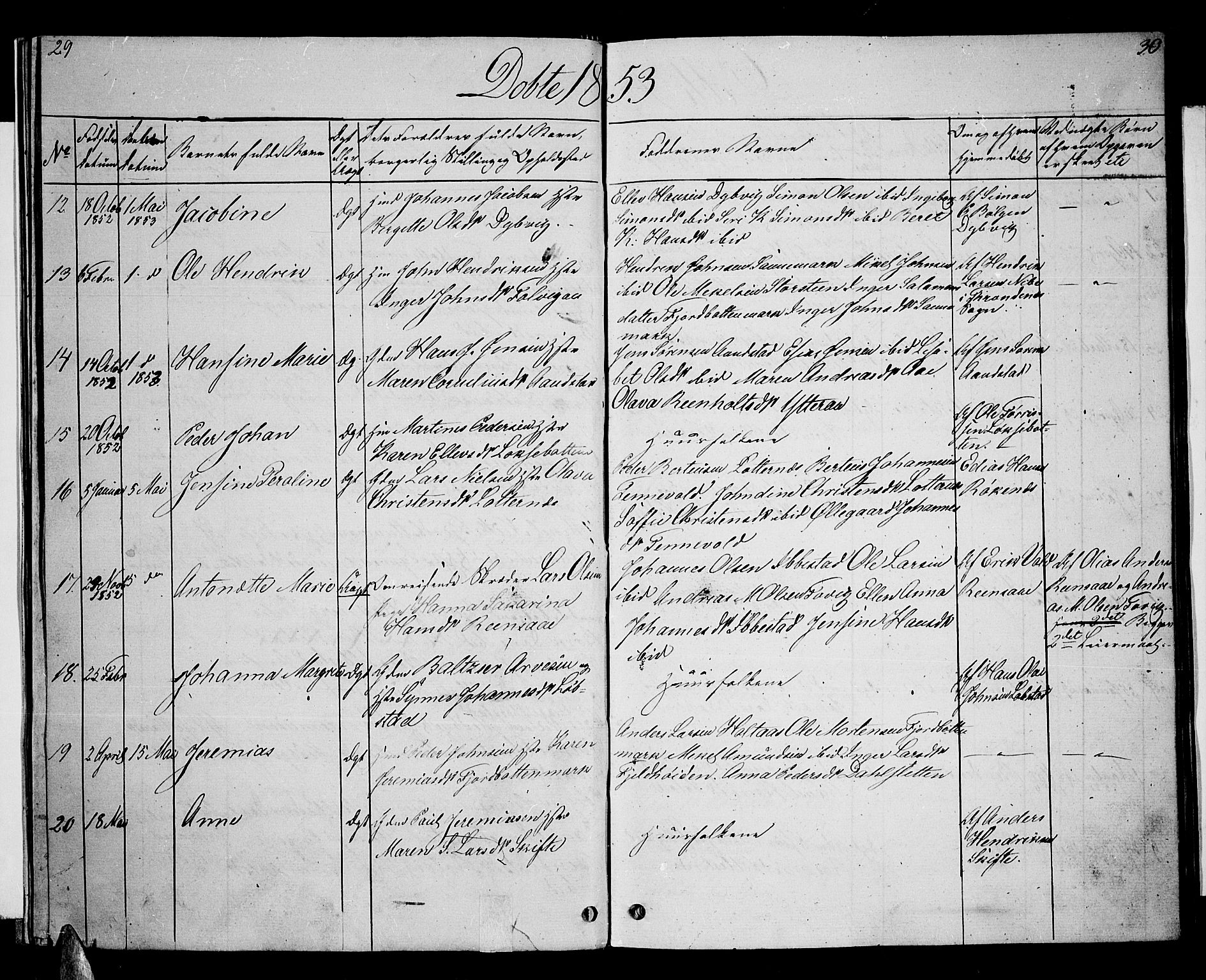 Ibestad sokneprestembete, SATØ/S-0077/H/Ha/Hab/L0004klokker: Parish register (copy) no. 4, 1852-1860, p. 29-30