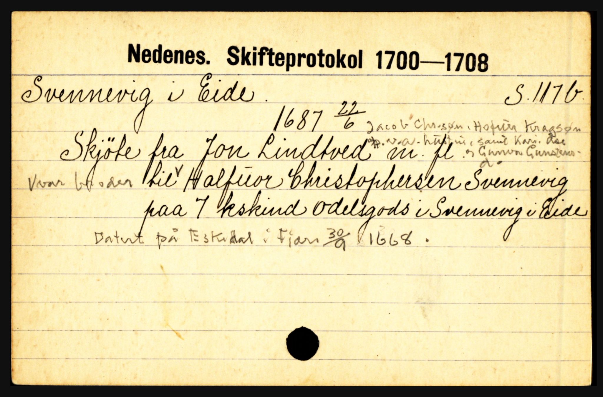 Nedenes sorenskriveri før 1824, AV/SAK-1221-0007/H, p. 29369