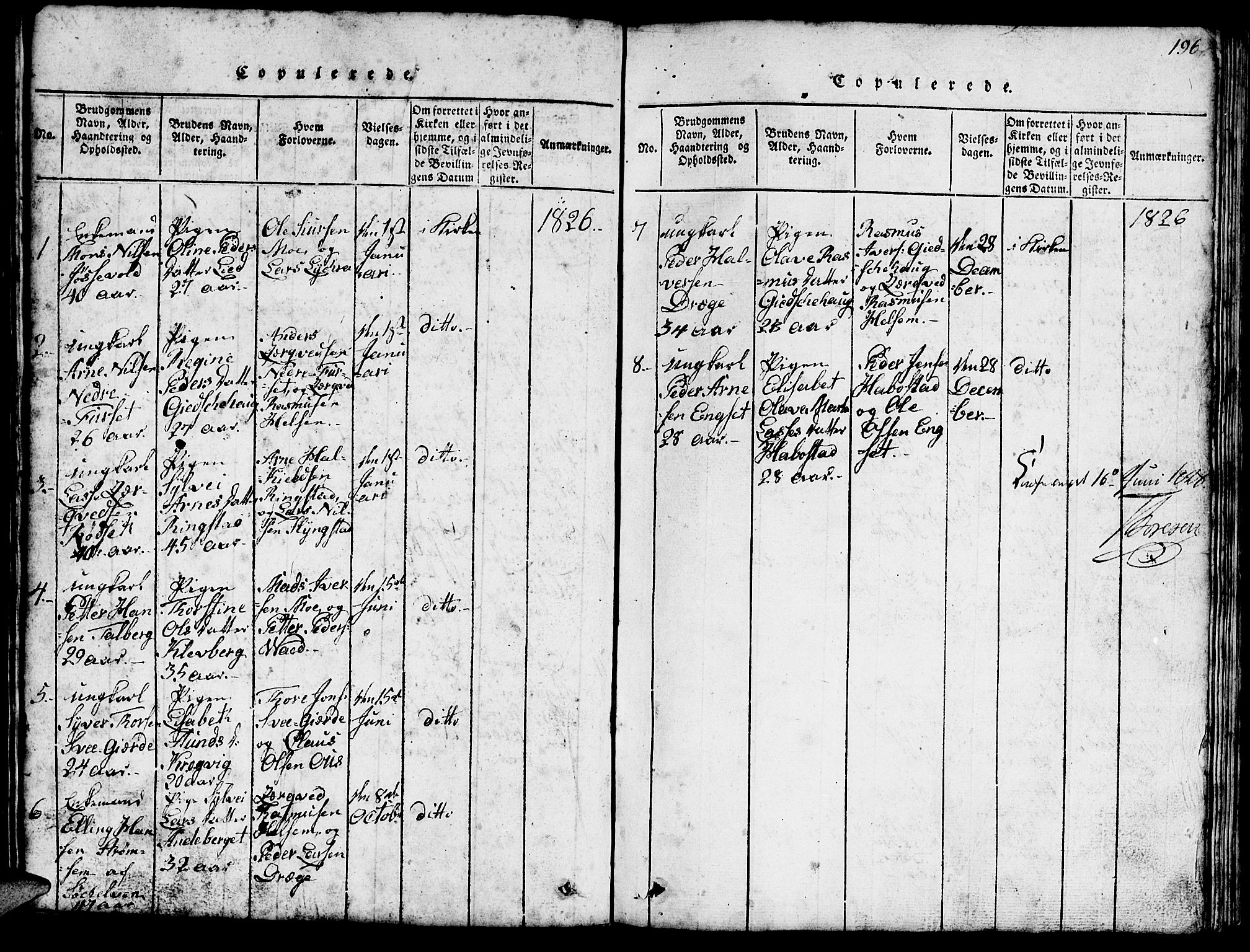 Ministerialprotokoller, klokkerbøker og fødselsregistre - Møre og Romsdal, SAT/A-1454/520/L0289: Parish register (copy) no. 520C01, 1817-1837, p. 196
