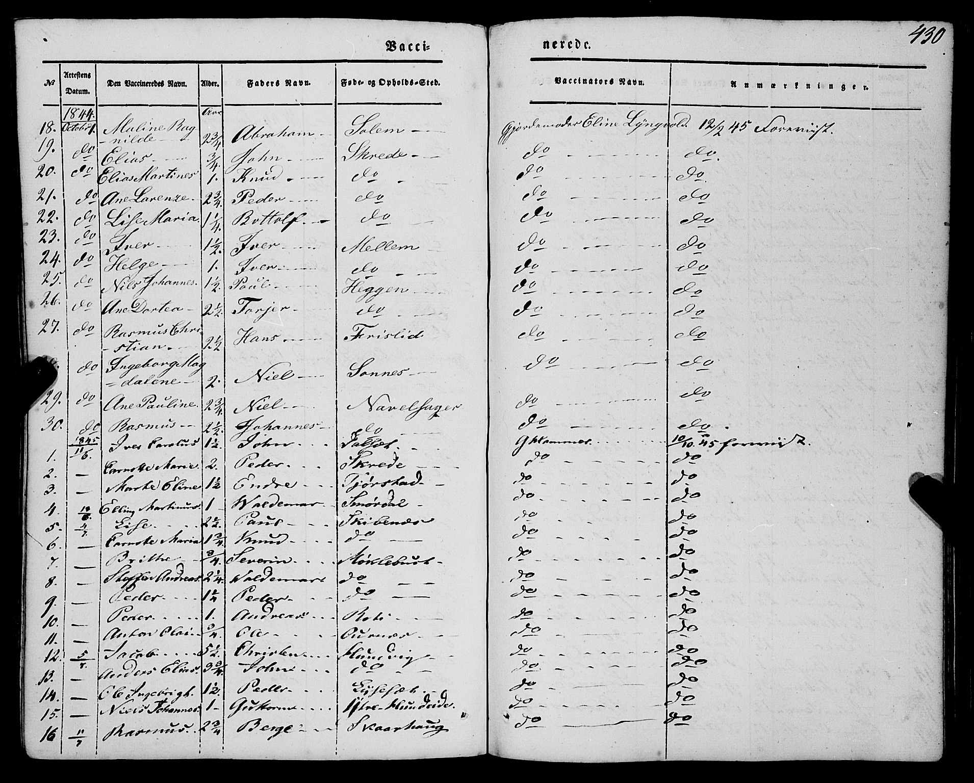 Eid sokneprestembete, AV/SAB-A-82301/H/Haa/Haaa/L0007: Parish register (official) no. A 7, 1844-1858, p. 430