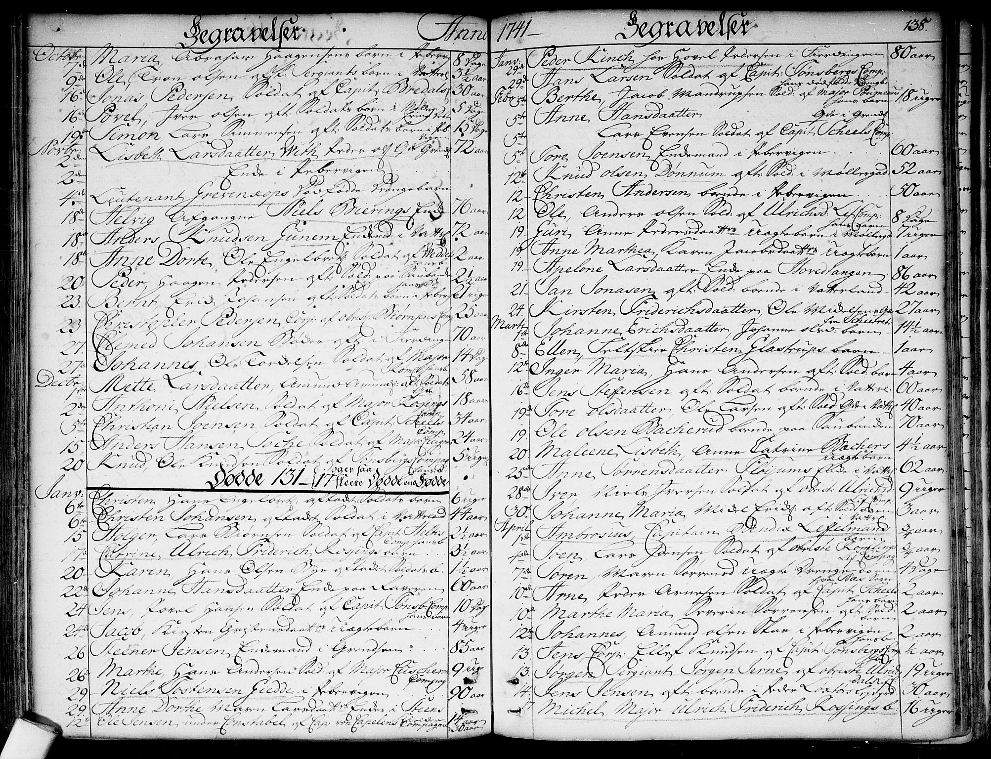 Garnisonsmenigheten Kirkebøker, SAO/A-10846/F/Fa/L0001: Parish register (official) no. 1, 1734-1756, p. 138