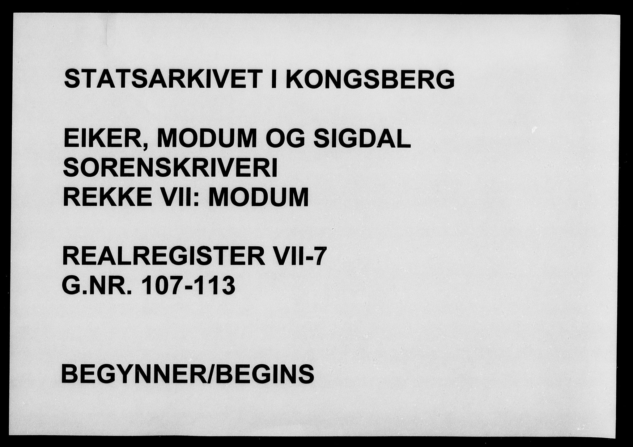 Eiker, Modum og Sigdal sorenskriveri, SAKO/A-123/G/Gb/Gbg/L0007: Mortgage register no. VII 7
