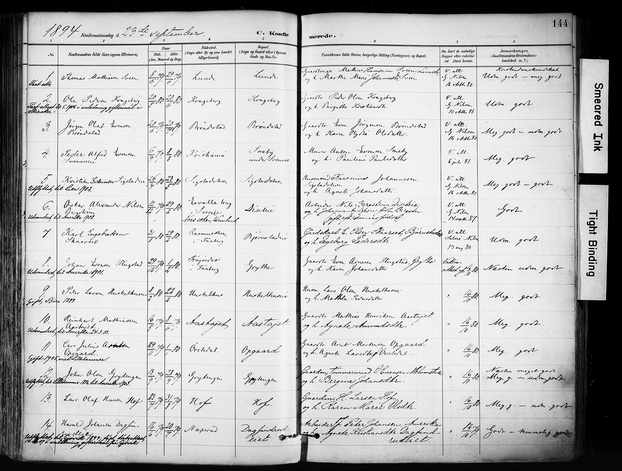 Biri prestekontor, SAH/PREST-096/H/Ha/Haa/L0009: Parish register (official) no. 9, 1887-1900, p. 144