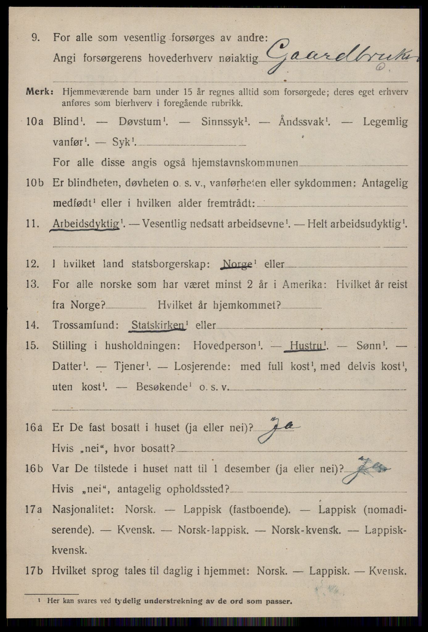 SAT, 1920 census for Hølonda, 1920, p. 540