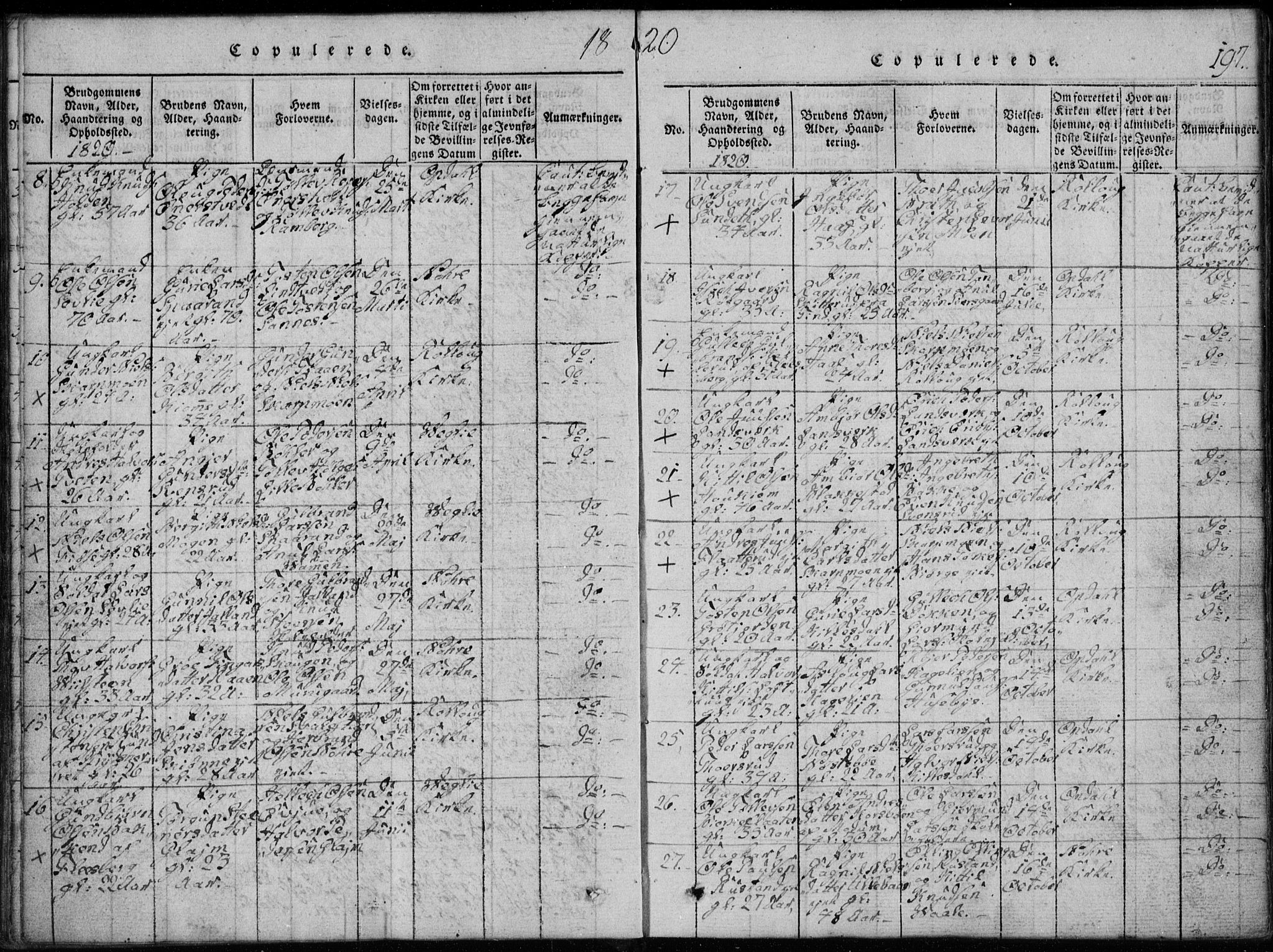 Rollag kirkebøker, SAKO/A-240/G/Ga/L0001: Parish register (copy) no. I 1, 1814-1831, p. 197